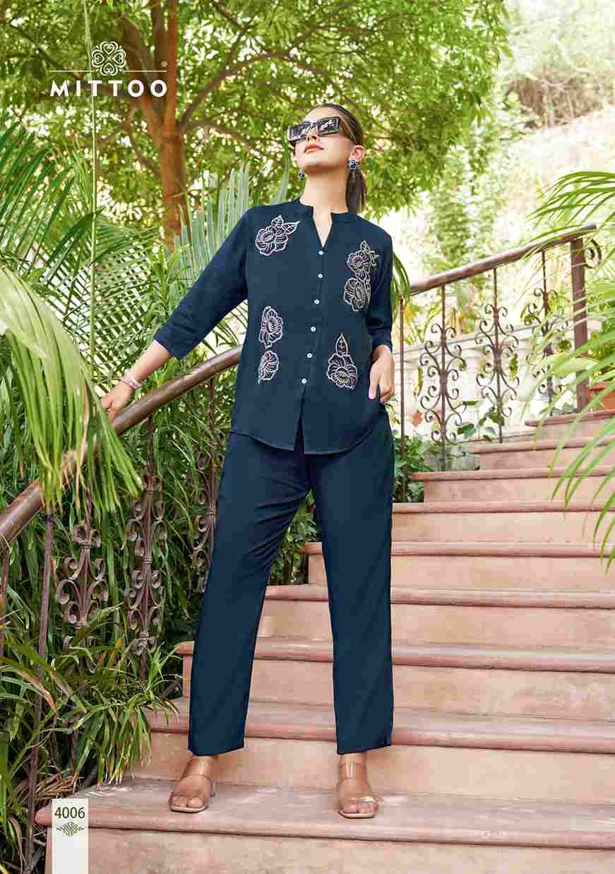 Pranjal By Mittoo 4001 To 4006 Series Designer Stylish Fancy Colorful Beautiful Party Wear & Ethnic Wear Collection Viscos Print Co-Ord At Wholesale Price