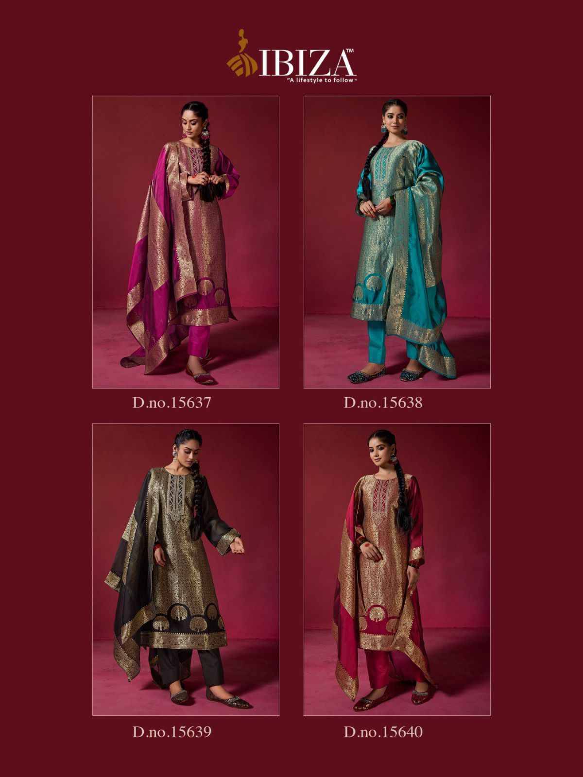 Sakhi By Ibiza 15637 To 15640 Series Beautiful Festive Suits Colorful Stylish Fancy Casual Wear & Ethnic Wear Pure Bangalori Silk Jacquard Dresses At Wholesale Price