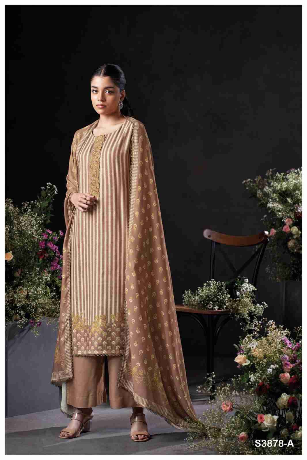 Nirelle-3878 By Ganga Fashion 3878-A To 3878-D Series Beautiful Festive Suits Colorful Stylish Fancy Casual Wear & Ethnic Wear Pure Pashmina Dresses At Wholesale Price