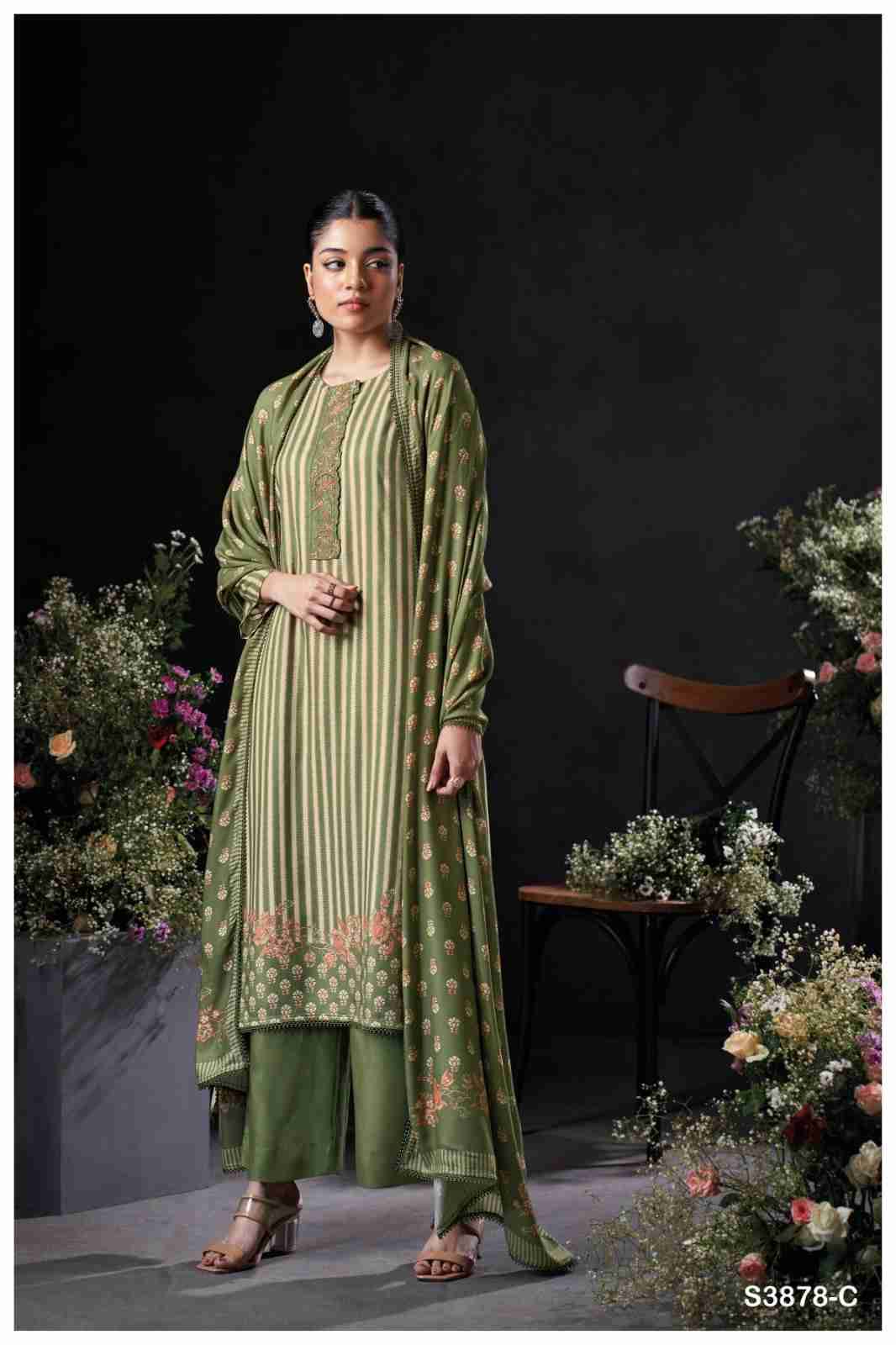 Nirelle-3878 By Ganga Fashion 3878-A To 3878-D Series Beautiful Festive Suits Colorful Stylish Fancy Casual Wear & Ethnic Wear Pure Pashmina Dresses At Wholesale Price