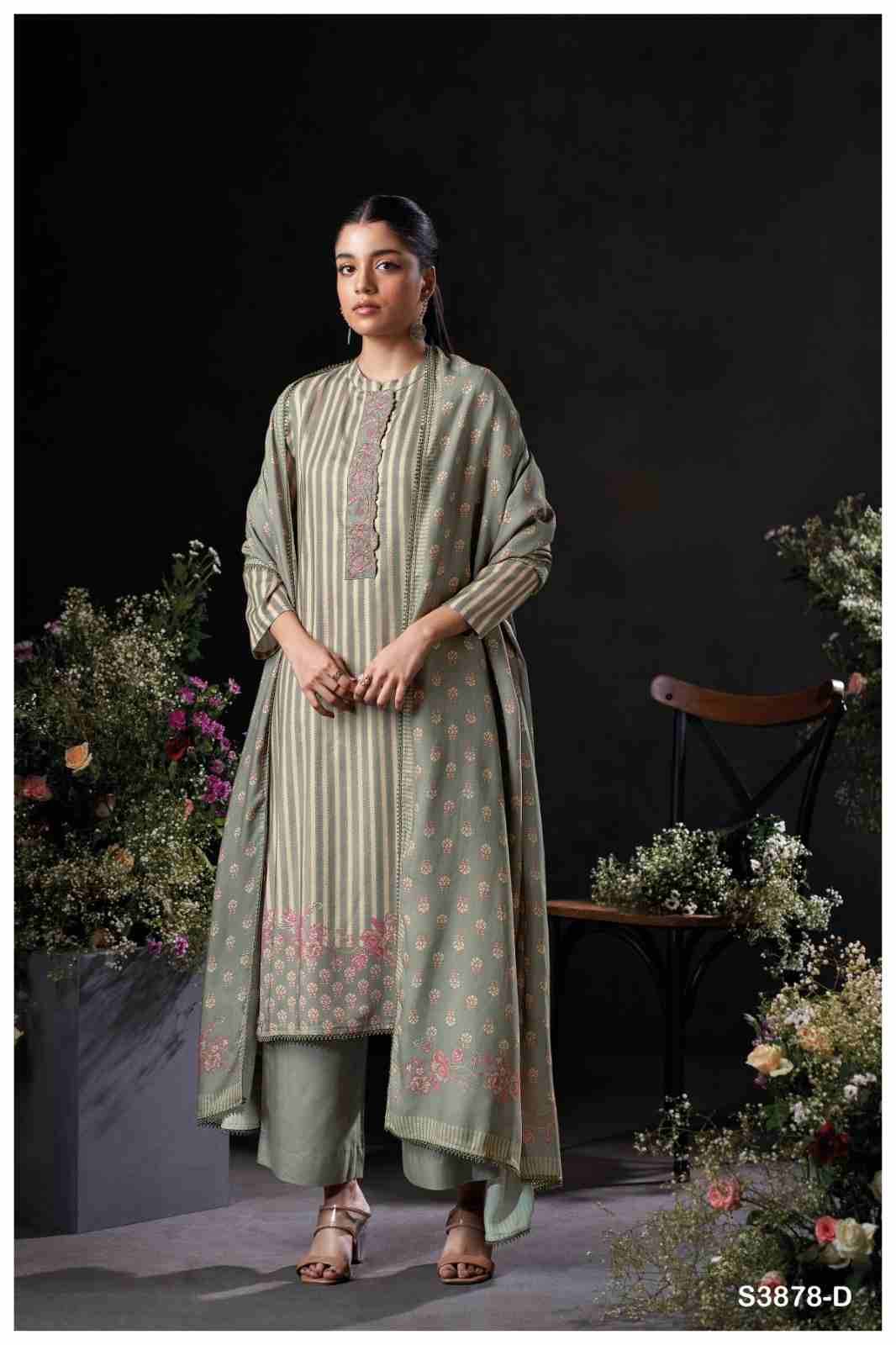 Nirelle-3878 By Ganga Fashion 3878-A To 3878-D Series Beautiful Festive Suits Colorful Stylish Fancy Casual Wear & Ethnic Wear Pure Pashmina Dresses At Wholesale Price