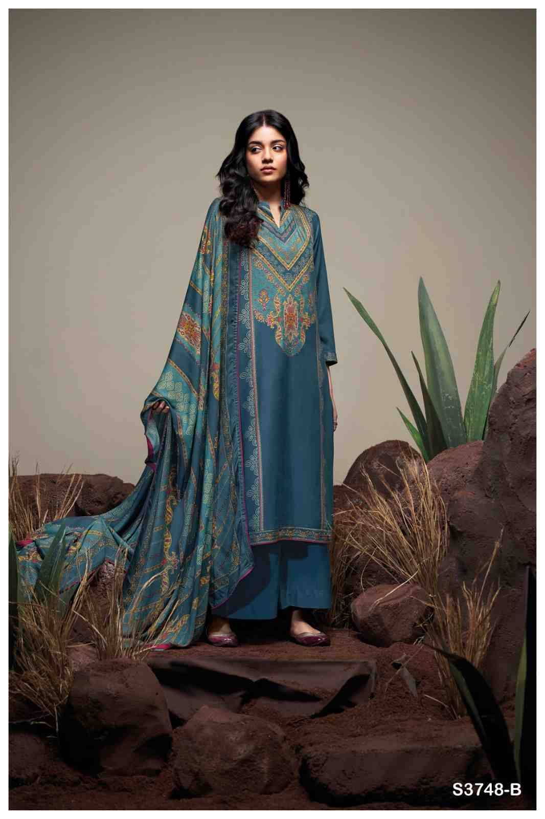 Belliza-3748 By Ganga Fashion 3748-A To 3748-D Series Beautiful Festive Suits Colorful Stylish Fancy Casual Wear & Ethnic Wear Pure Pashmina Dresses At Wholesale Price