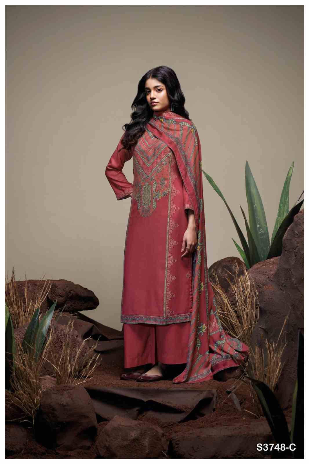 Belliza-3748 By Ganga Fashion 3748-A To 3748-D Series Beautiful Festive Suits Colorful Stylish Fancy Casual Wear & Ethnic Wear Pure Pashmina Dresses At Wholesale Price