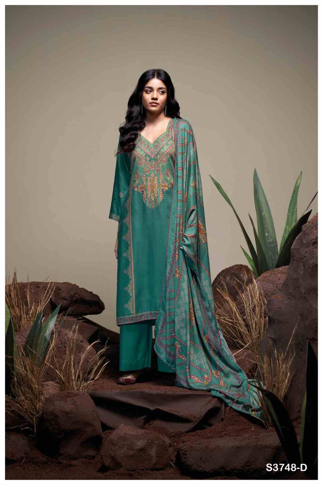 Belliza-3748 By Ganga Fashion 3748-A To 3748-D Series Beautiful Festive Suits Colorful Stylish Fancy Casual Wear & Ethnic Wear Pure Pashmina Dresses At Wholesale Price