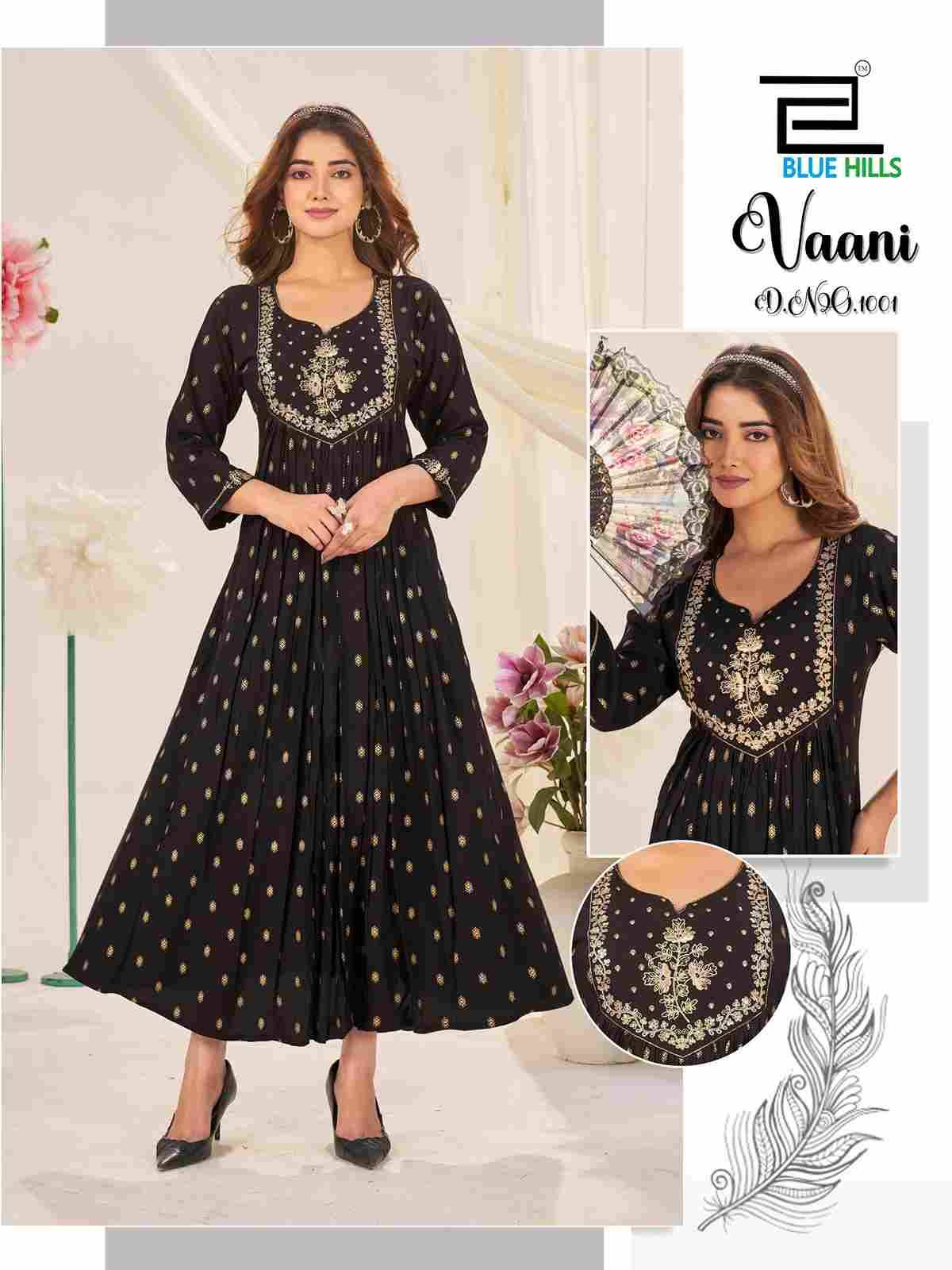 Vaani By Blue Hills 1001 To 1004 Series Beautiful Stylish Fancy Colorful Casual Wear & Ethnic Wear Rayon Foil Gowns At Wholesale Price