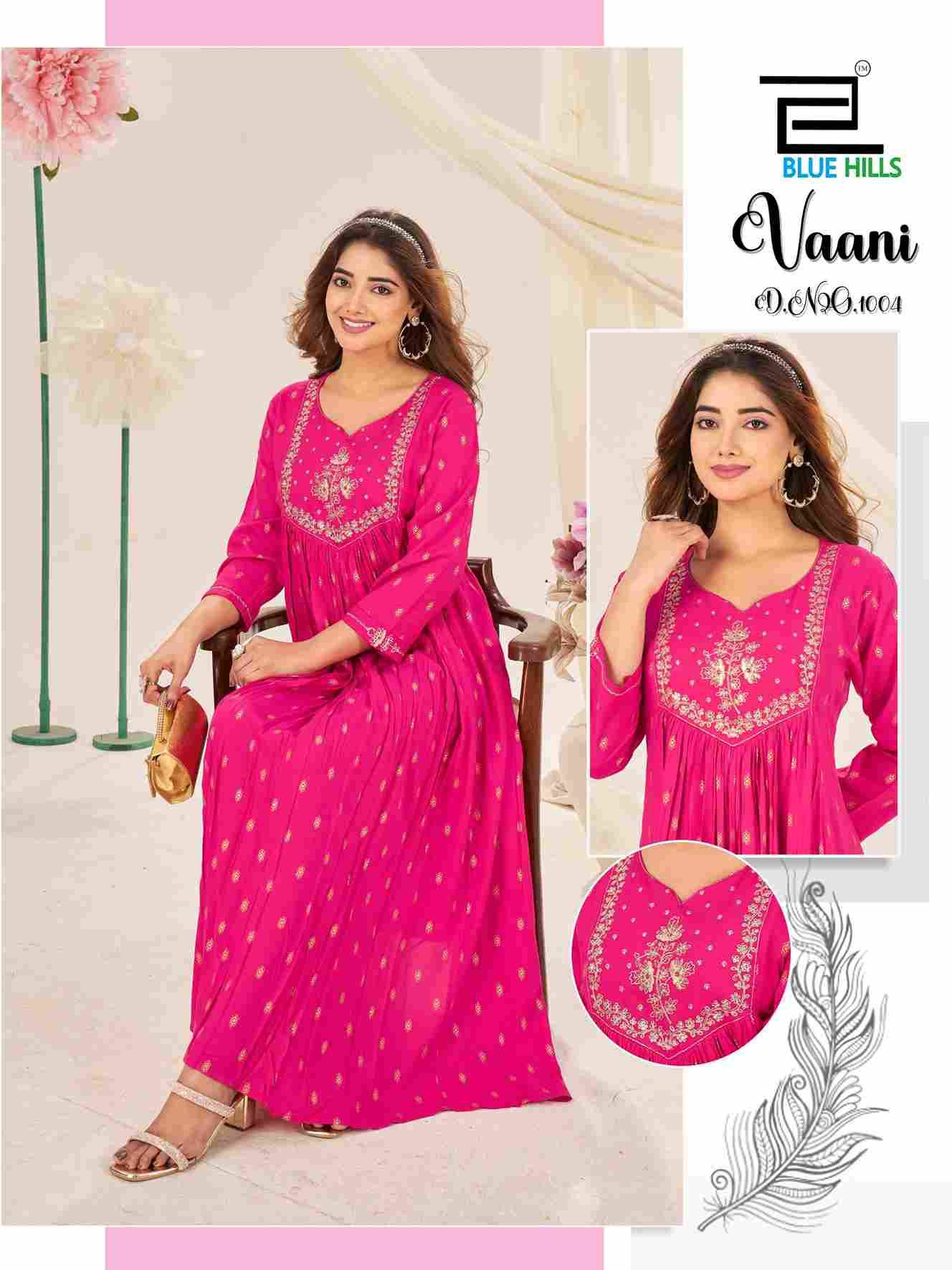 Vaani By Blue Hills 1001 To 1004 Series Beautiful Stylish Fancy Colorful Casual Wear & Ethnic Wear Rayon Foil Gowns At Wholesale Price