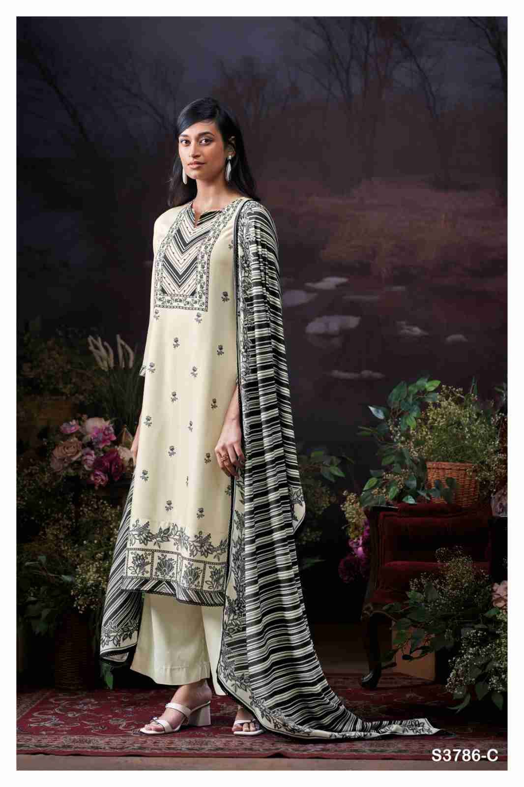 Eleanor-3786 By Ganga Fashion 3786-A To 3786-C Series Beautiful Festive Suits Colorful Stylish Fancy Casual Wear & Ethnic Wear Pure Pashmina Dresses At Wholesale Price