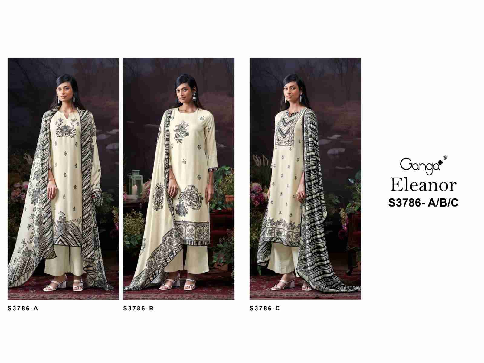Eleanor-3786 By Ganga Fashion 3786-A To 3786-C Series Beautiful Festive Suits Colorful Stylish Fancy Casual Wear & Ethnic Wear Pure Pashmina Dresses At Wholesale Price