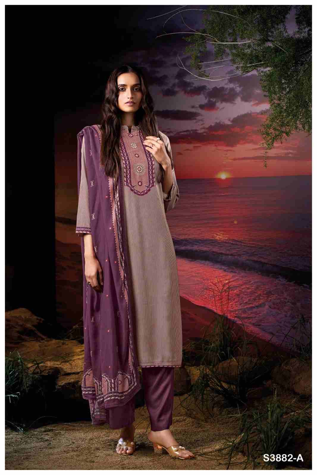 Zarina-3882 By Ganga Fashion 3882-A To 3882-D Series Beautiful Festive Suits Colorful Stylish Fancy Casual Wear & Ethnic Wear Pure Pashmina Dresses At Wholesale Price