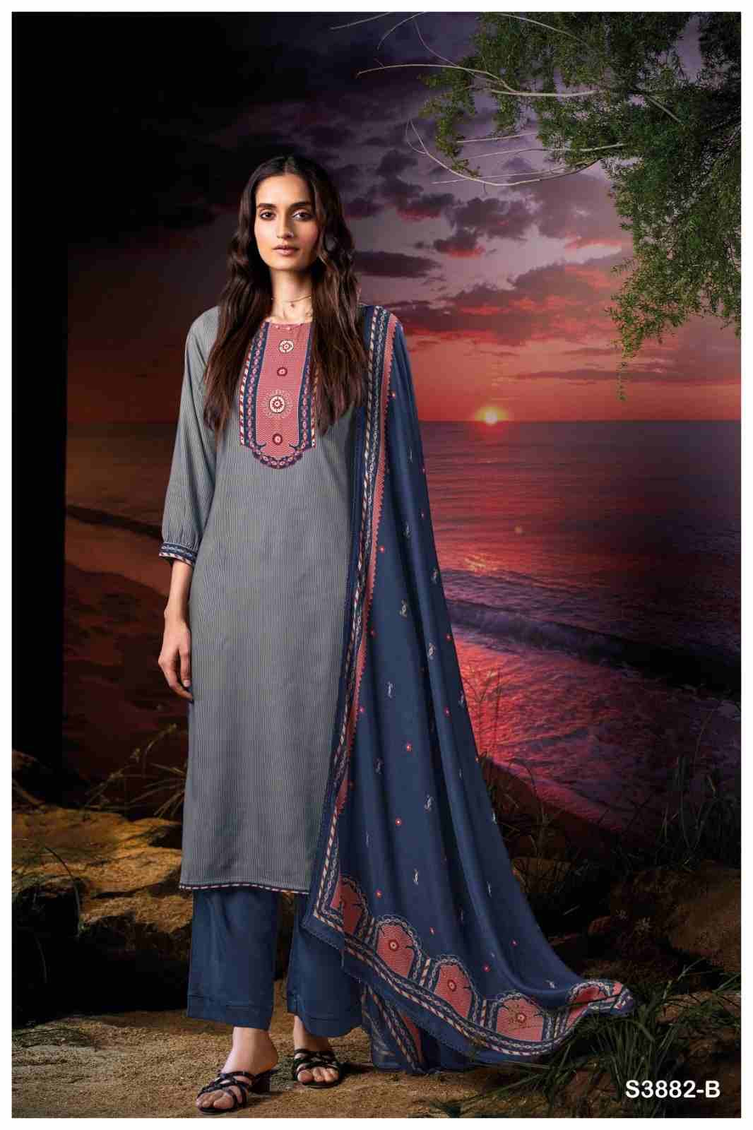 Zarina-3882 By Ganga Fashion 3882-A To 3882-D Series Beautiful Festive Suits Colorful Stylish Fancy Casual Wear & Ethnic Wear Pure Pashmina Dresses At Wholesale Price