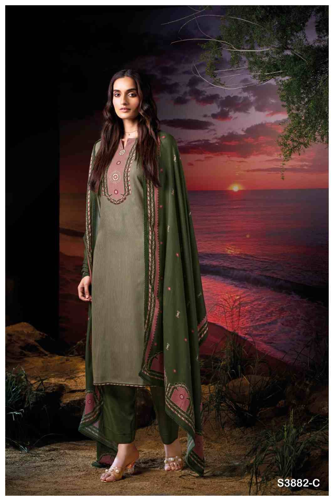 Zarina-3882 By Ganga Fashion 3882-A To 3882-D Series Beautiful Festive Suits Colorful Stylish Fancy Casual Wear & Ethnic Wear Pure Pashmina Dresses At Wholesale Price
