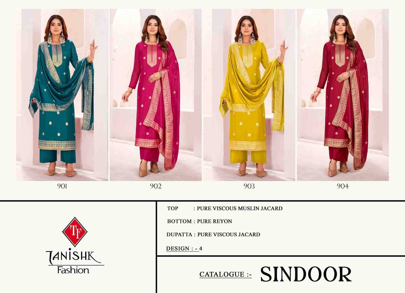 Sindoor By Tanishk Fashion 901 To 904 Series Beautiful Festive Suits Colorful Stylish Fancy Casual Wear & Ethnic Wear Muslin Jacquard Dresses At Wholesale Price