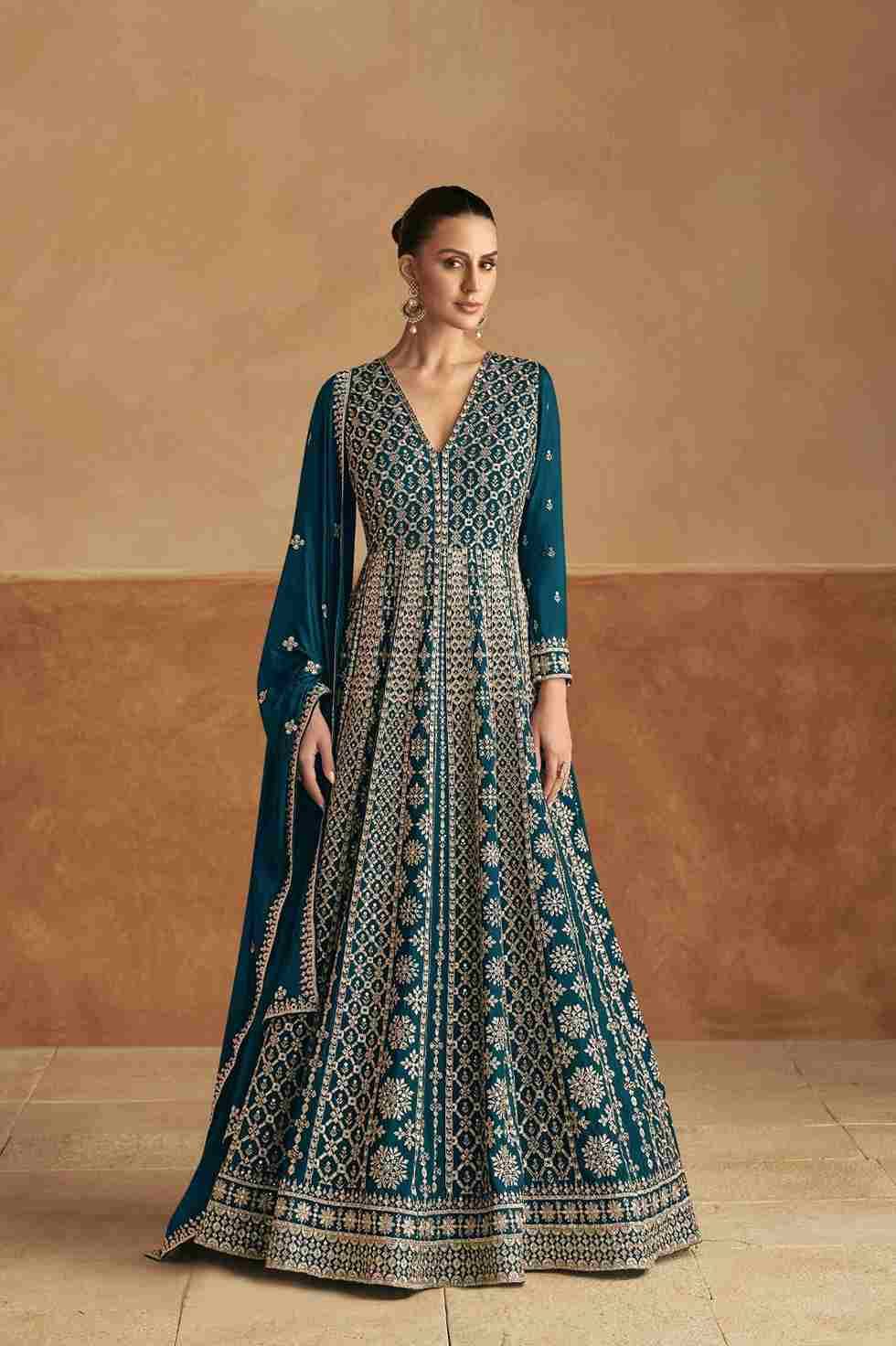 Nagma Gold By Gulkayra Designer 7510-I To 7510-L Series Designer Stylish Fancy Colorful Beautiful Party Wear & Ethnic Wear Collection Chinnon Gown With Bottom At Wholesale Price