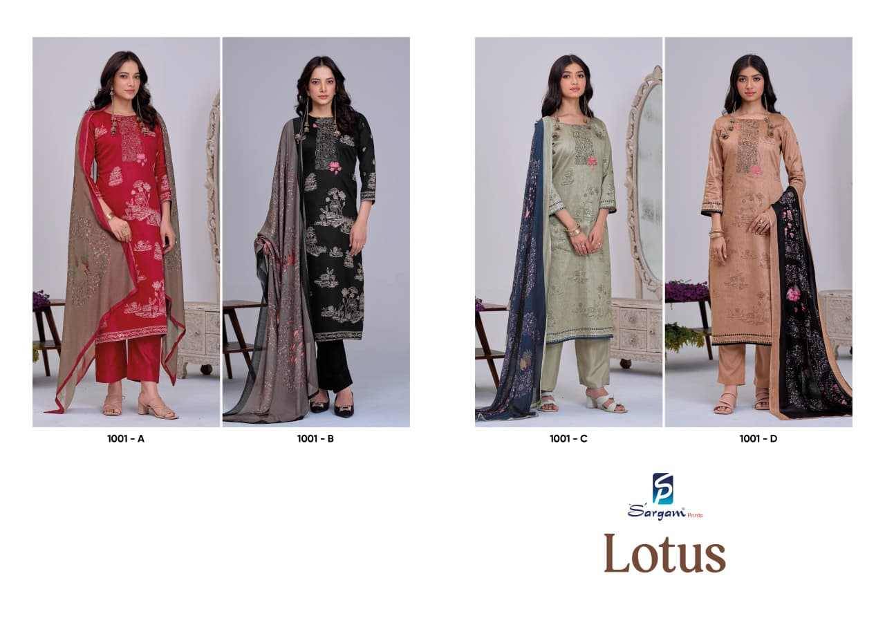 Lotus By Sargam Prints 1001-A To 1001-D Series Beautiful Festive Suits Stylish Fancy Colorful Casual Wear & Ethnic Wear Jam Dresses At Wholesale Price