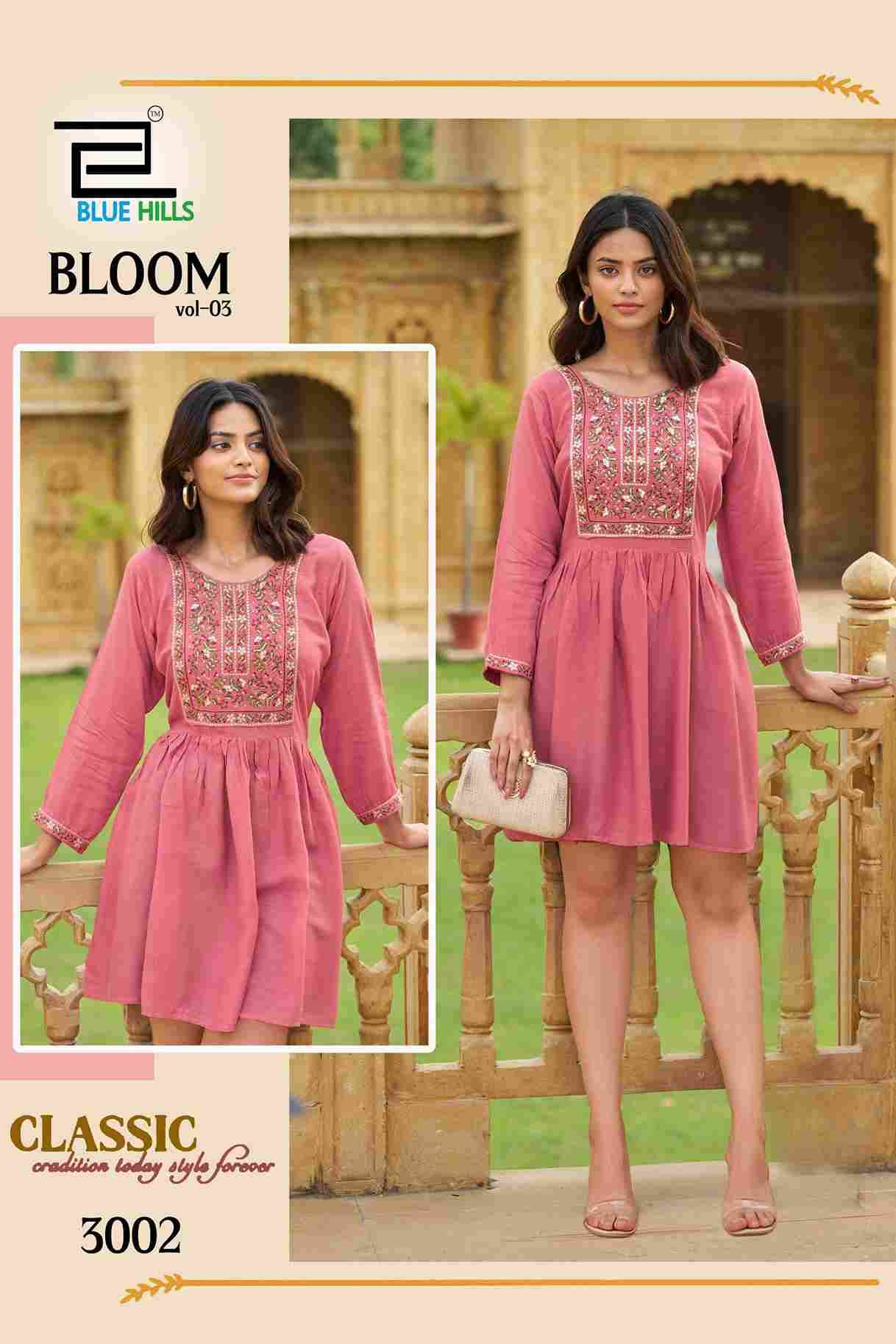 Bloom Vol-3 By Blue Hills 3001 To 3004 Series Designer Stylish Fancy Colorful Beautiful Party Wear & Ethnic Wear Collection Rayon With Work Tops At Wholesale Price