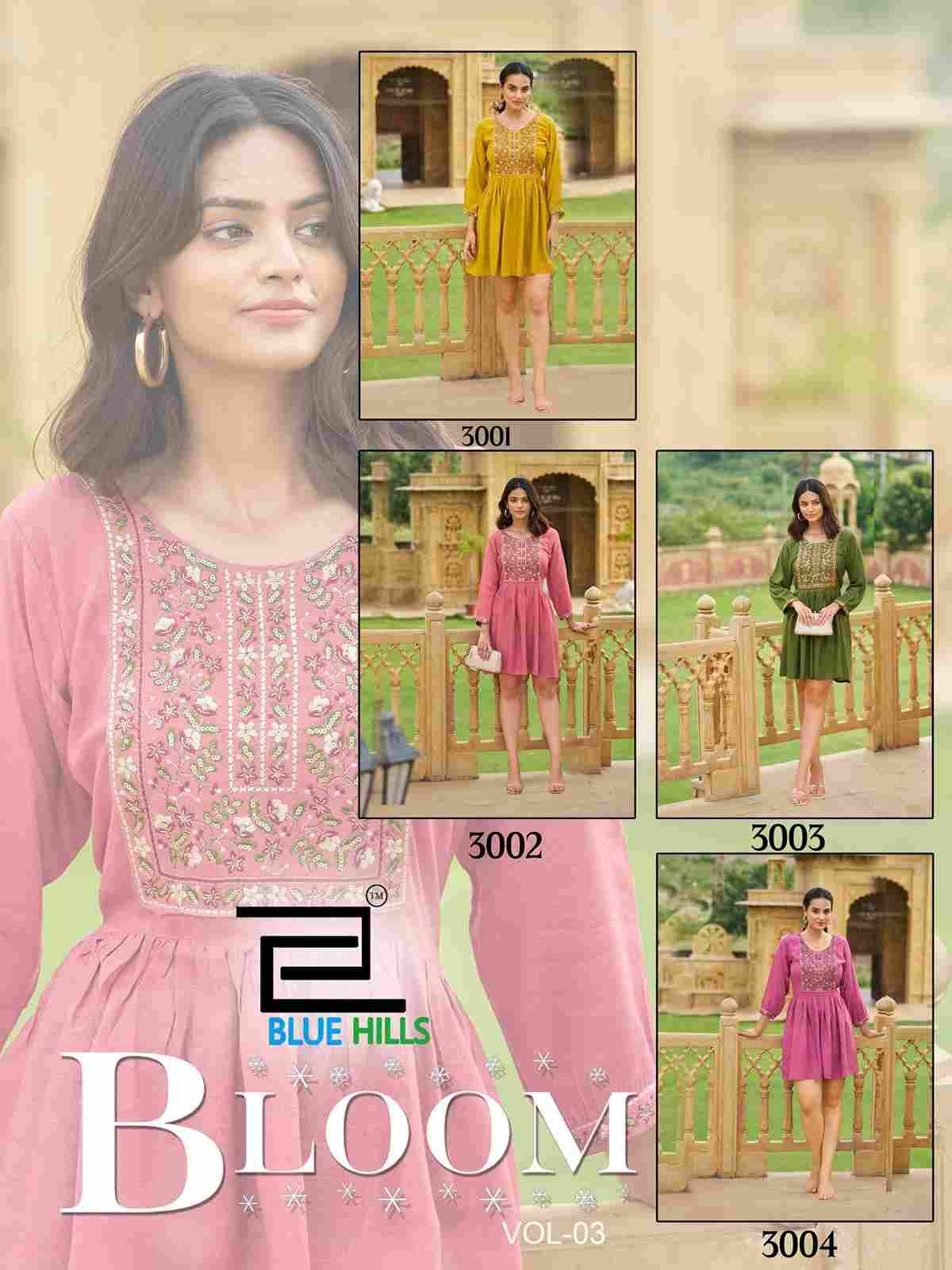Bloom Vol-3 By Blue Hills 3001 To 3004 Series Designer Stylish Fancy Colorful Beautiful Party Wear & Ethnic Wear Collection Rayon With Work Tops At Wholesale Price