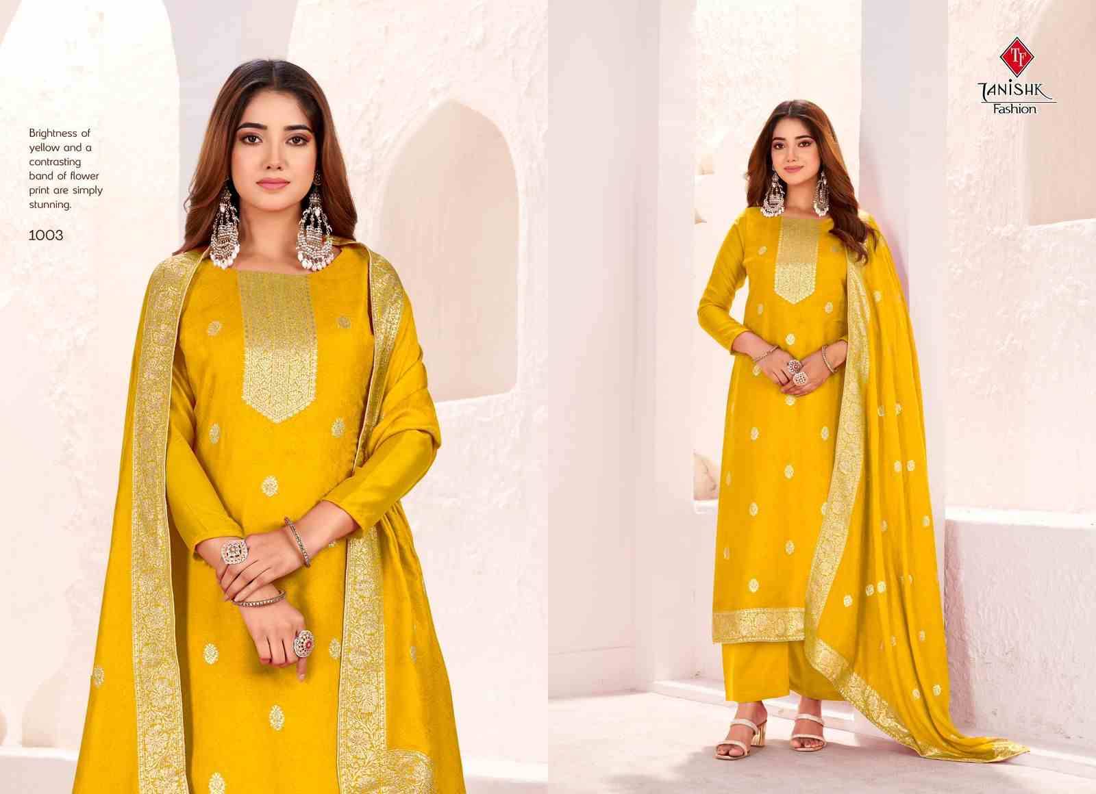 Evira By Tanishk Fashion 1001 To 1004 Series Beautiful Festive Suits Colorful Stylish Fancy Casual Wear & Ethnic Wear Muslin Jacquard Dresses At Wholesale Price