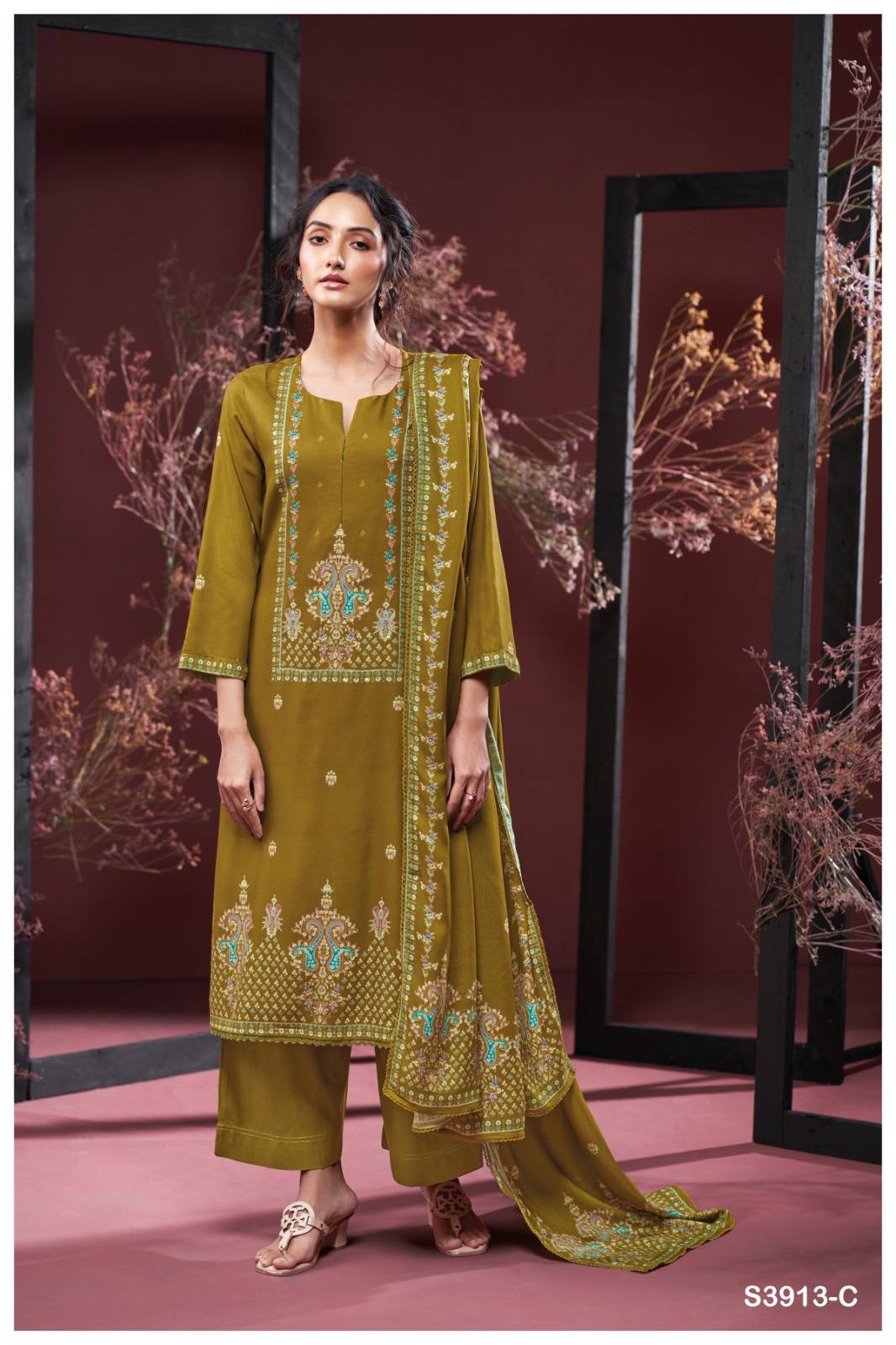 Gulnaz-3913 By Ganga Fashion 3913-A To 3913-D Series Beautiful Festive Suits Stylish Colorful Fancy Casual Wear & Ethnic Wear Premium Pashmina Print Dresses At Wholesale Price
