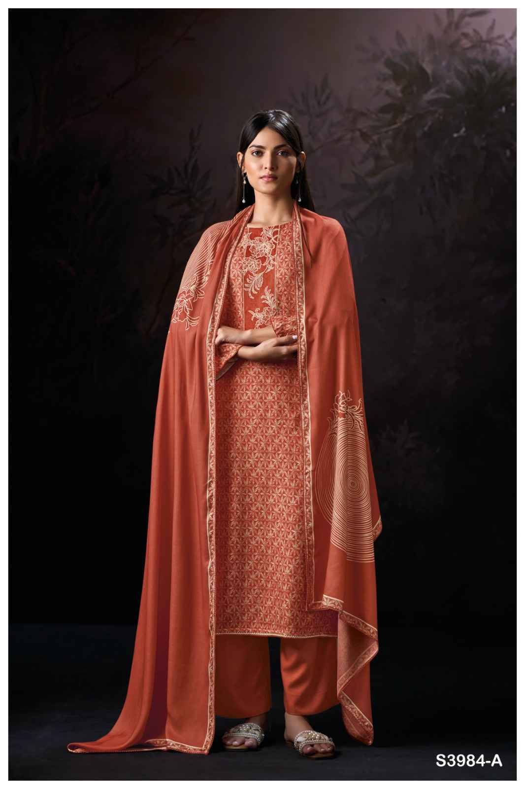 Hallie-3984 By Ganga Fashion 3984-A To 3984-D Series Beautiful Festive Suits Stylish Colorful Fancy Casual Wear & Ethnic Wear Premium Pashmina Print Dresses At Wholesale Price
