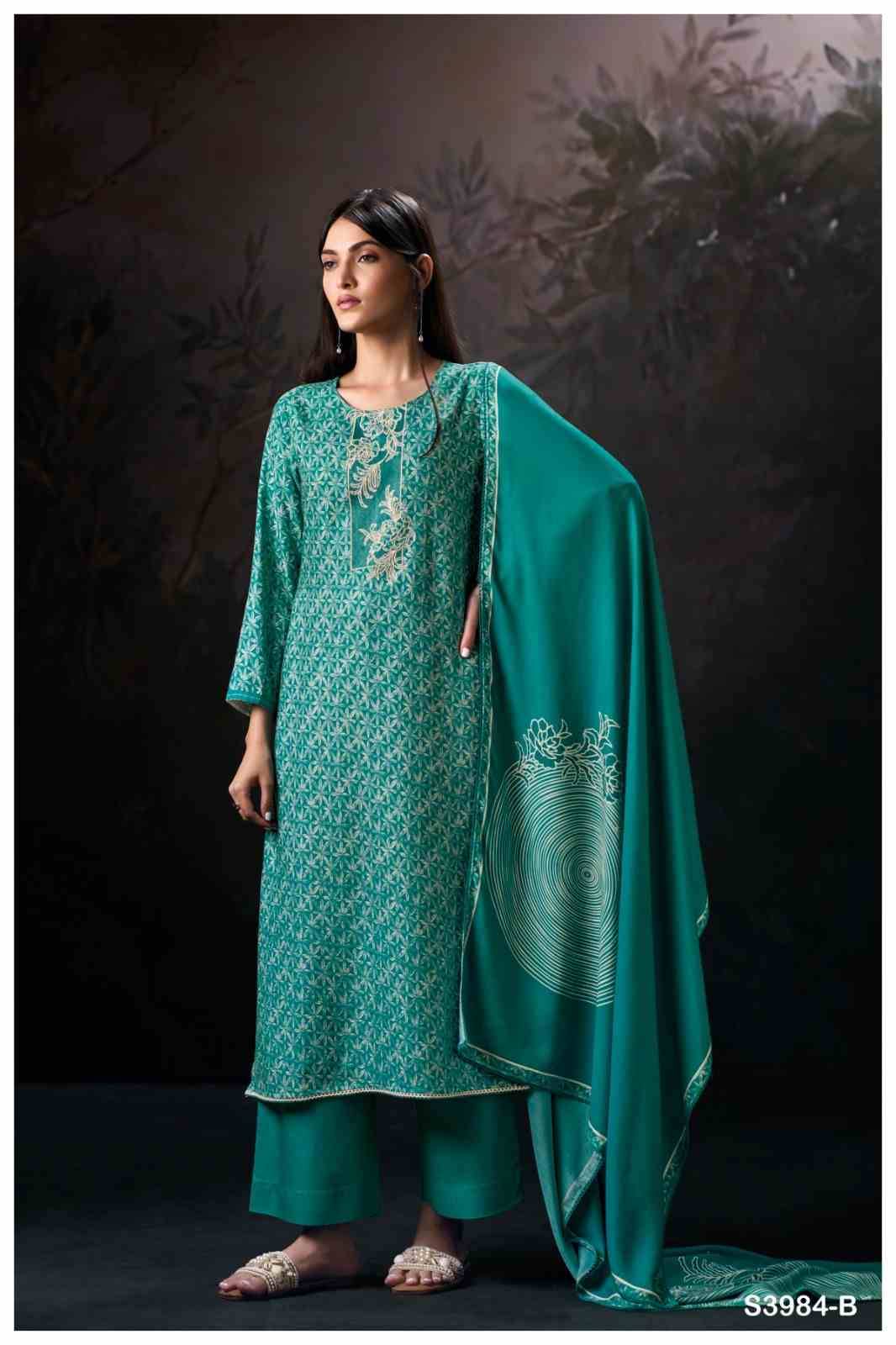 Hallie-3984 By Ganga Fashion 3984-A To 3984-D Series Beautiful Festive Suits Stylish Colorful Fancy Casual Wear & Ethnic Wear Premium Pashmina Print Dresses At Wholesale Price