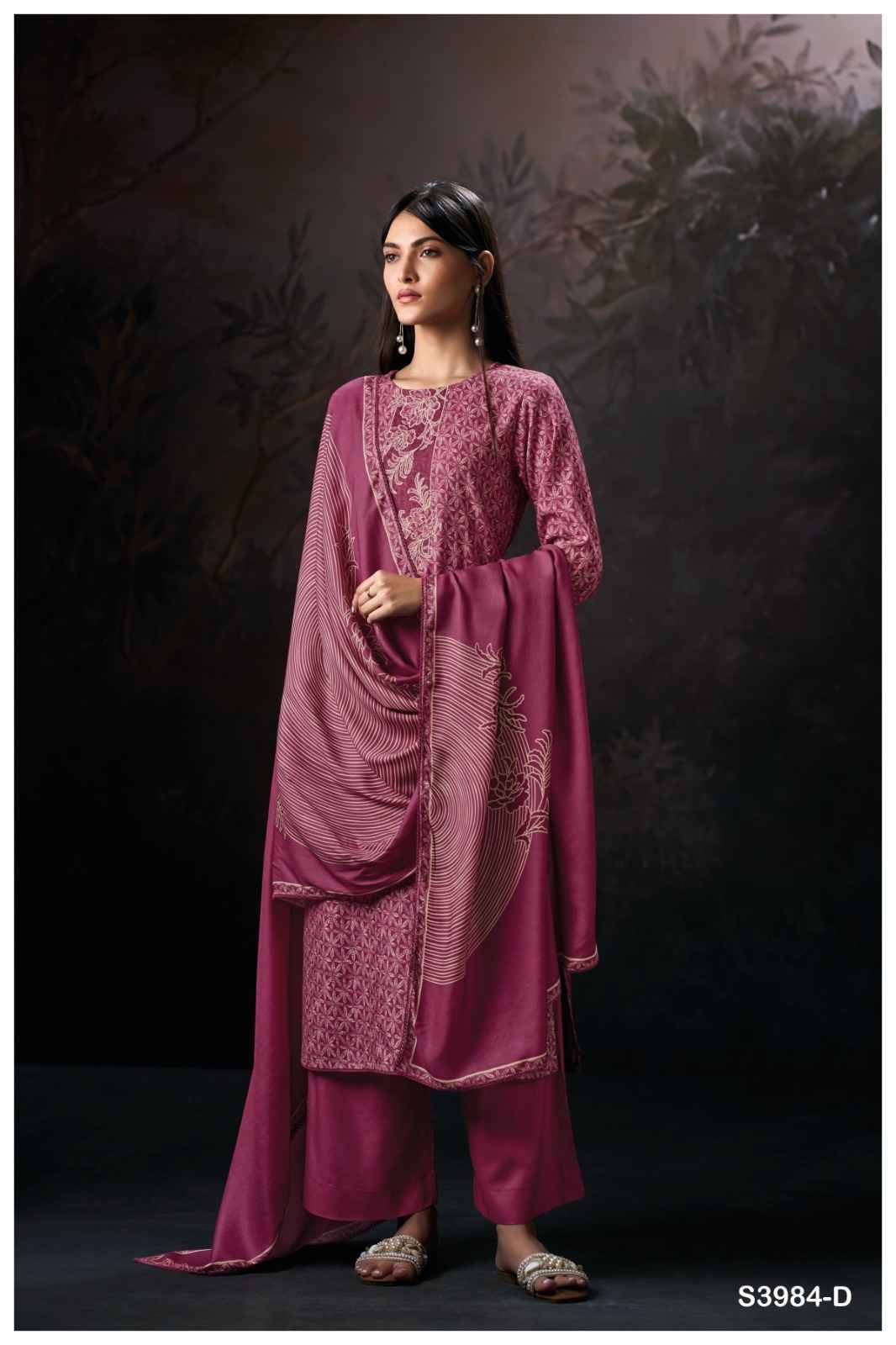 Hallie-3984 By Ganga Fashion 3984-A To 3984-D Series Beautiful Festive Suits Stylish Colorful Fancy Casual Wear & Ethnic Wear Premium Pashmina Print Dresses At Wholesale Price