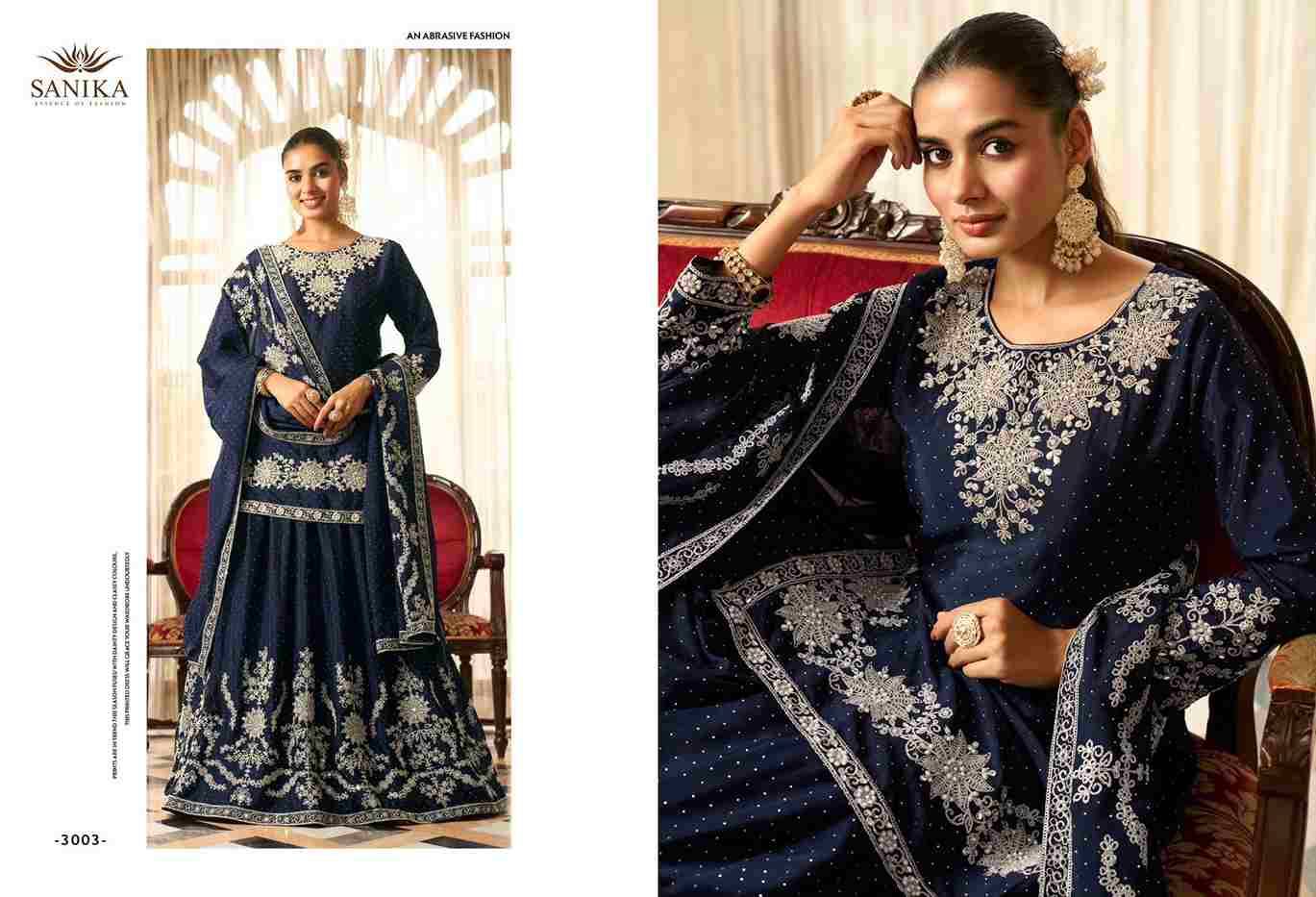 Advika By Sanika 3001 To 3003 Series Beautiful Sharara Suits Stylish Fancy Colorful Party Wear & Occasional Wear Premium Chinnon Silk Dresses At Wholesale Price