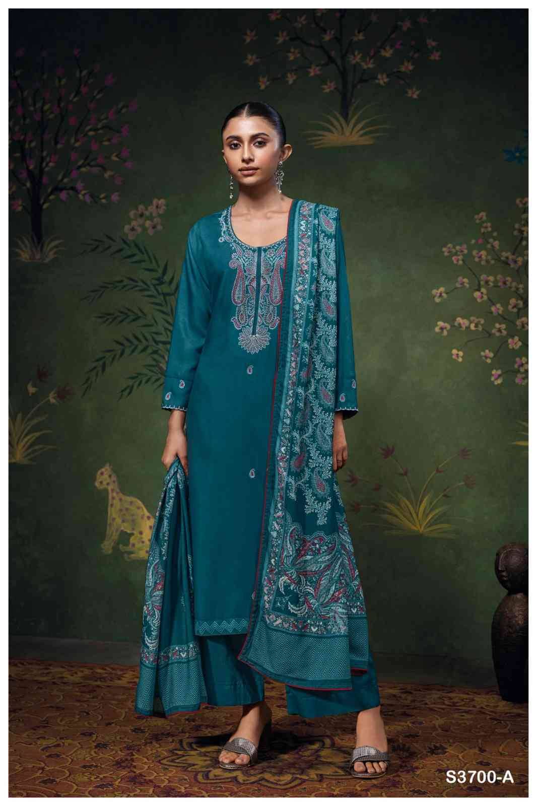 Beyla-3700 By Ganga Fashion 3700-A To 3700-D Series Beautiful Festive Suits Stylish Colorful Fancy Casual Wear & Ethnic Wear Premium Pashmina Print Dresses At Wholesale Price