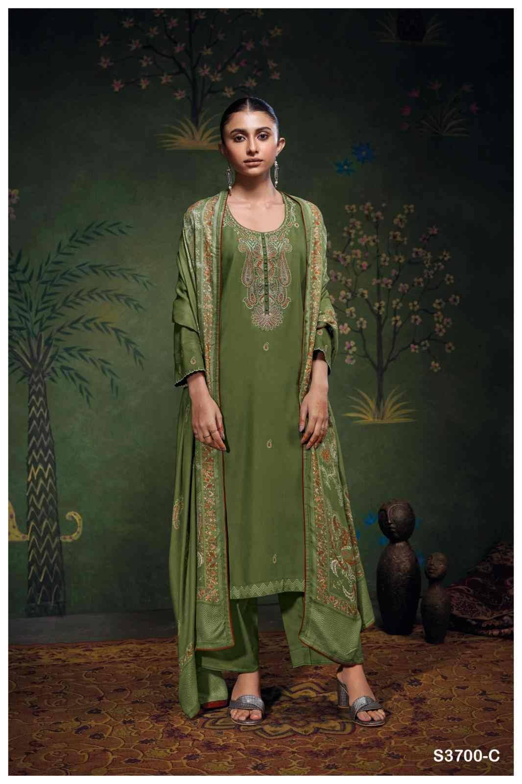 Beyla-3700 By Ganga Fashion 3700-A To 3700-D Series Beautiful Festive Suits Stylish Colorful Fancy Casual Wear & Ethnic Wear Premium Pashmina Print Dresses At Wholesale Price