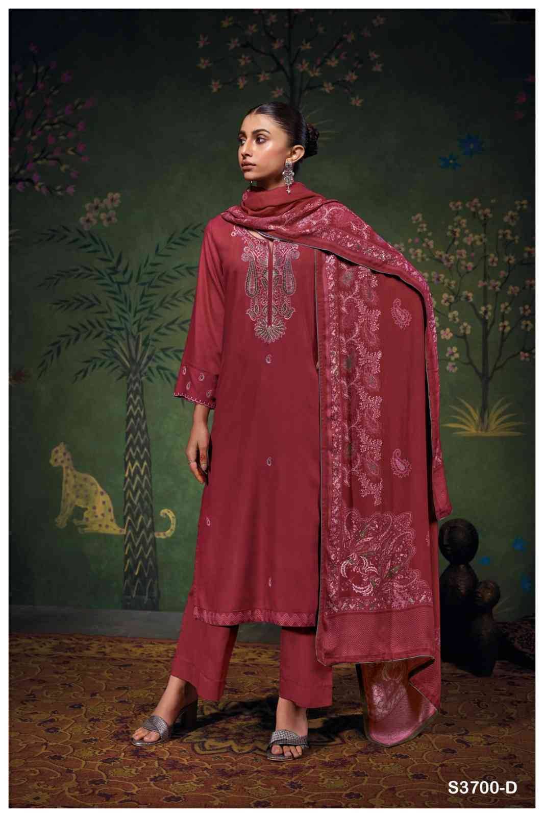 Beyla-3700 By Ganga Fashion 3700-A To 3700-D Series Beautiful Festive Suits Stylish Colorful Fancy Casual Wear & Ethnic Wear Premium Pashmina Print Dresses At Wholesale Price