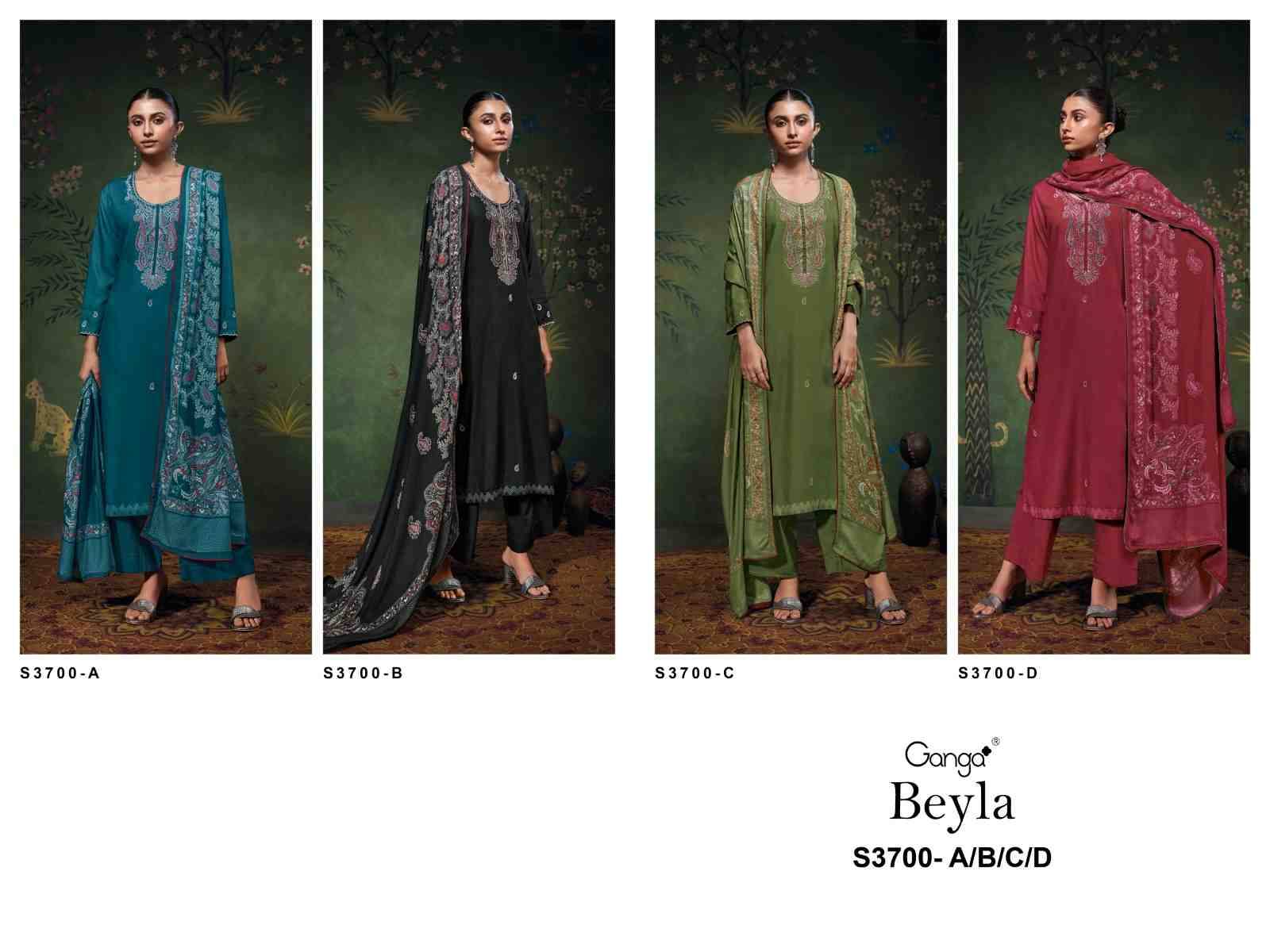 Beyla-3700 By Ganga Fashion 3700-A To 3700-D Series Beautiful Festive Suits Stylish Colorful Fancy Casual Wear & Ethnic Wear Premium Pashmina Print Dresses At Wholesale Price
