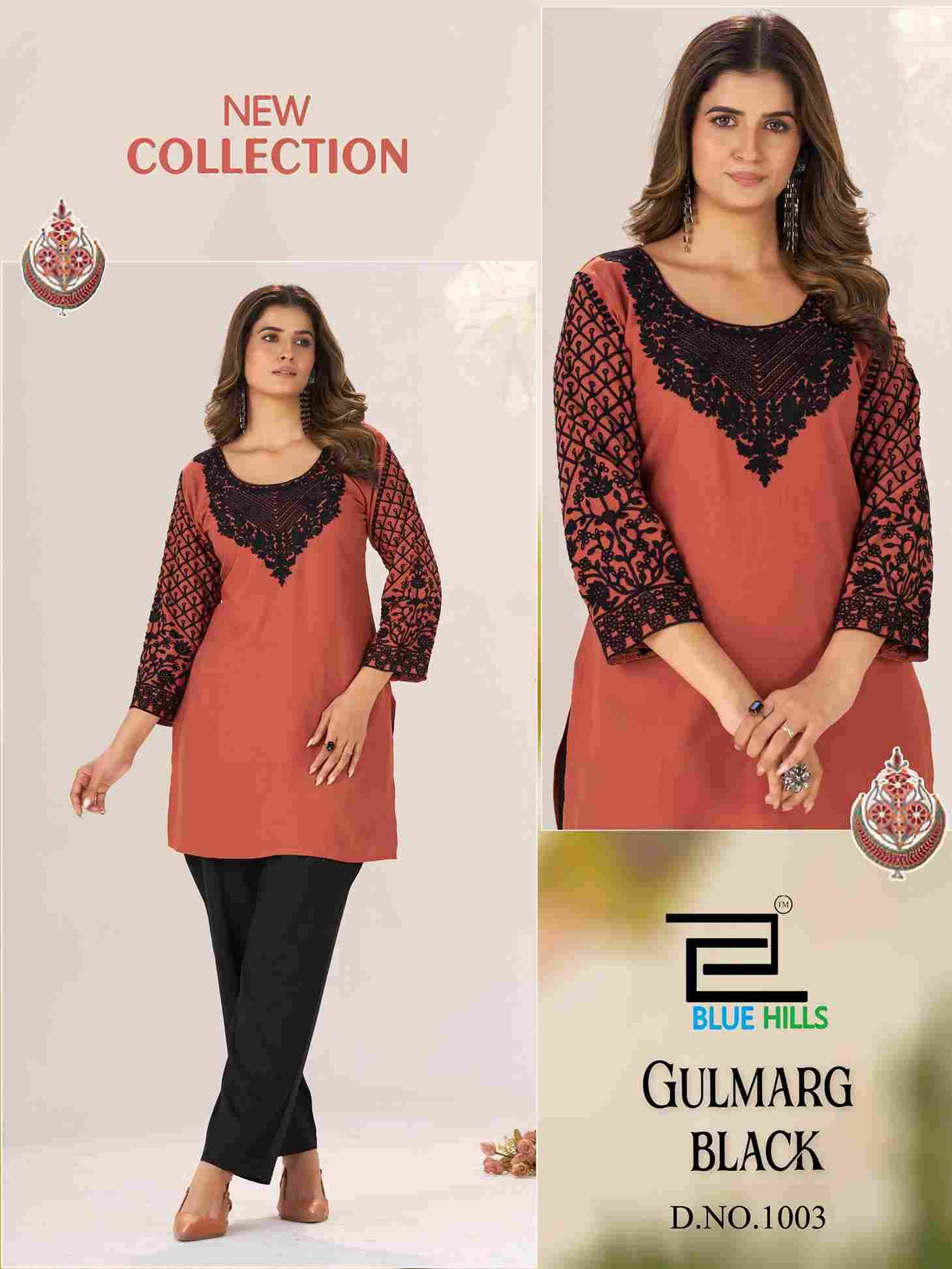 Gulmarg Black By Blue Hills 1001 To 1004 Series Designer Stylish Fancy Colorful Beautiful Party Wear & Ethnic Wear Collection Heavy Rayon Print Kurtis At Wholesale Price