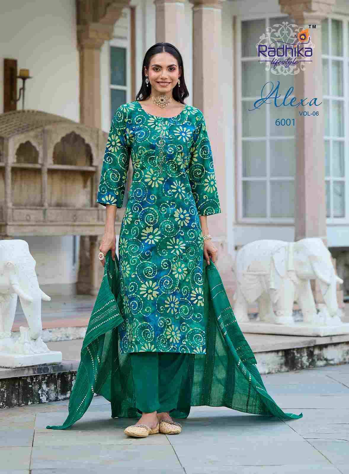 Alexa Vol-6 By Radhika Lifestyle 6001 To 6006 Series Designer Stylish Fancy Colorful Beautiful Party Wear & Ethnic Wear Collection Vertican Silk Dresses At Wholesale Price
