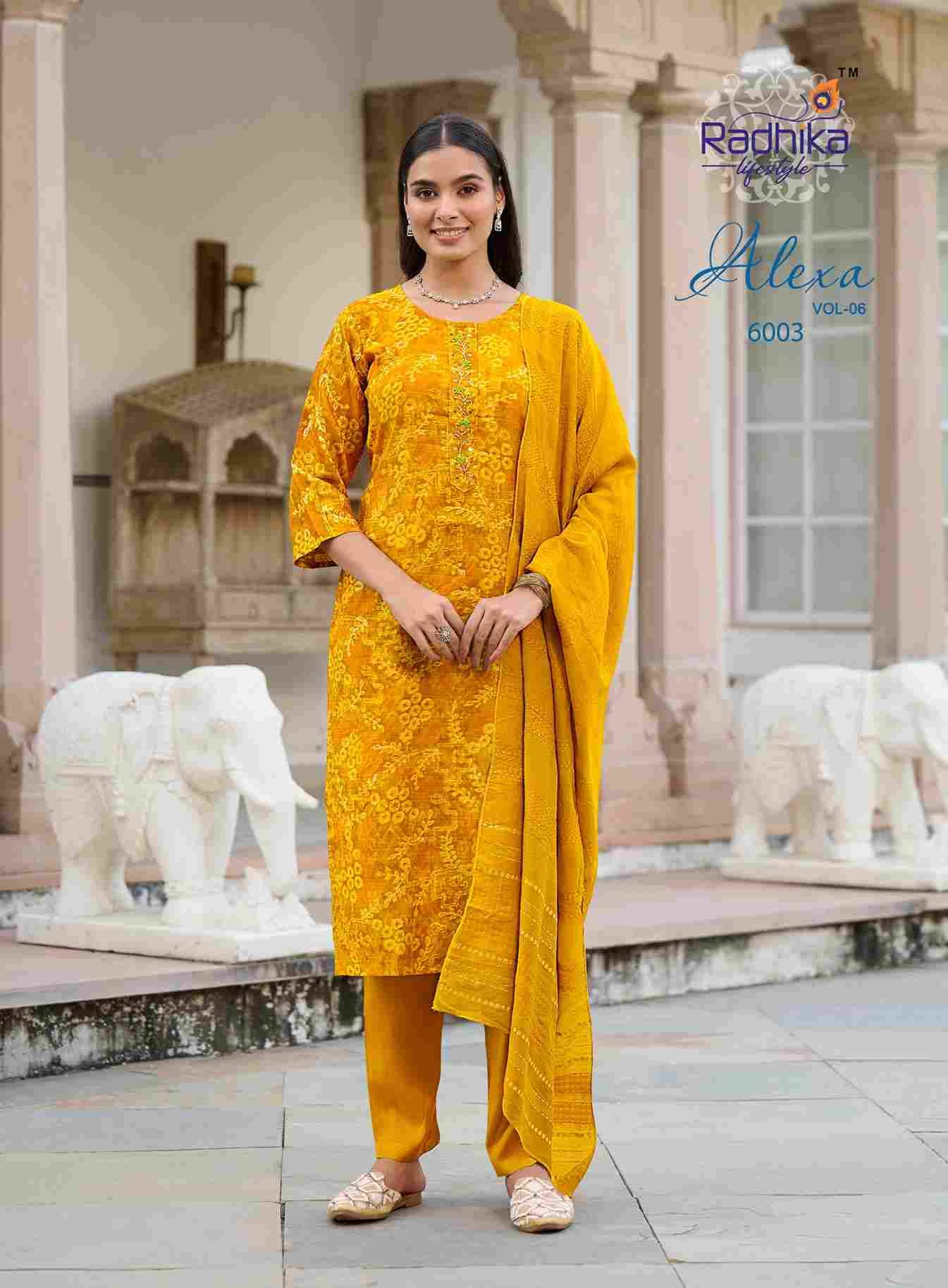 Alexa Vol-6 By Radhika Lifestyle 6001 To 6006 Series Designer Stylish Fancy Colorful Beautiful Party Wear & Ethnic Wear Collection Vertican Silk Dresses At Wholesale Price