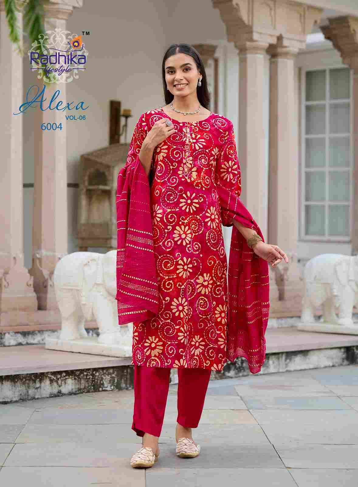 Alexa Vol-6 By Radhika Lifestyle 6001 To 6006 Series Designer Stylish Fancy Colorful Beautiful Party Wear & Ethnic Wear Collection Vertican Silk Dresses At Wholesale Price