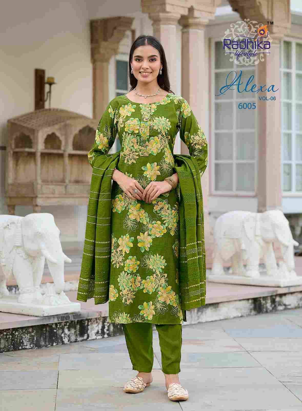 Alexa Vol-6 By Radhika Lifestyle 6001 To 6006 Series Designer Stylish Fancy Colorful Beautiful Party Wear & Ethnic Wear Collection Vertican Silk Dresses At Wholesale Price