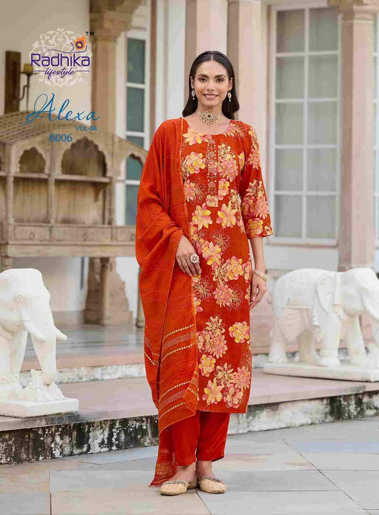 Alexa Vol-6 By Radhika Lifestyle 6001 To 6006 Series Designer Stylish Fancy Colorful Beautiful Party Wear & Ethnic Wear Collection Vertican Silk Dresses At Wholesale Price