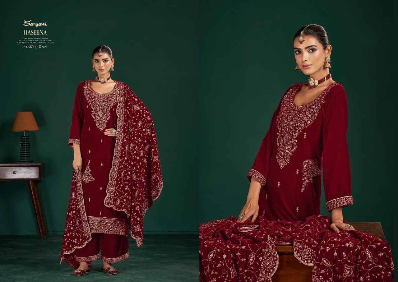 Haseena By Sargam Prints 2741-A To 2741-D Series Beautiful Festive Suits Stylish Fancy Colorful Casual Wear & Ethnic Wear Premium Velvet Dresses At Wholesale Price