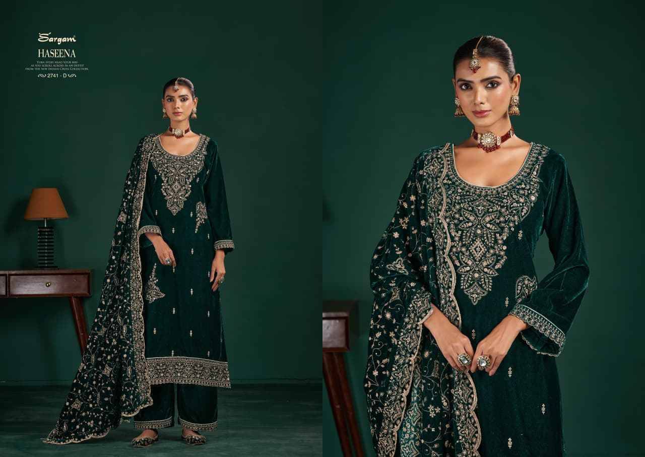 Haseena By Sargam Prints 2741-A To 2741-D Series Beautiful Festive Suits Stylish Fancy Colorful Casual Wear & Ethnic Wear Premium Velvet Dresses At Wholesale Price
