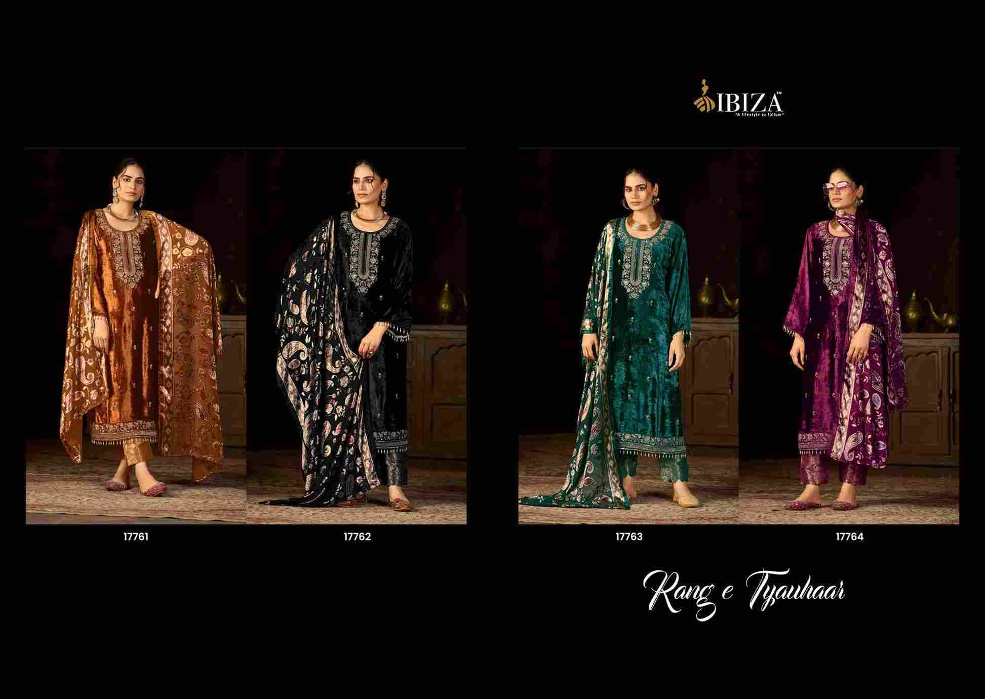 Rang E Tyauhaar By Ibiza 17761 To 17764 Series Beautiful Festive Suits Colorful Stylish Fancy Casual Wear & Ethnic Wear Pure Viscose Velvet Dresses At Wholesale Price