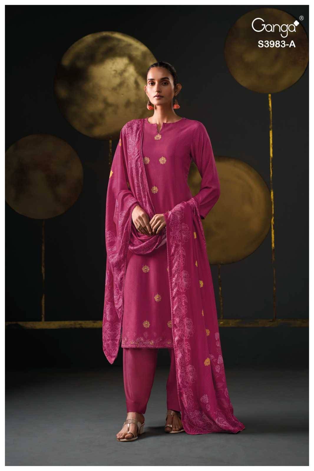 Vritali-3983 By Ganga Fashion 3983-A To 3983-D Series Beautiful Festive Suits Stylish Colorful Fancy Casual Wear & Ethnic Wear Premium Pashmina Print Dresses At Wholesale Price