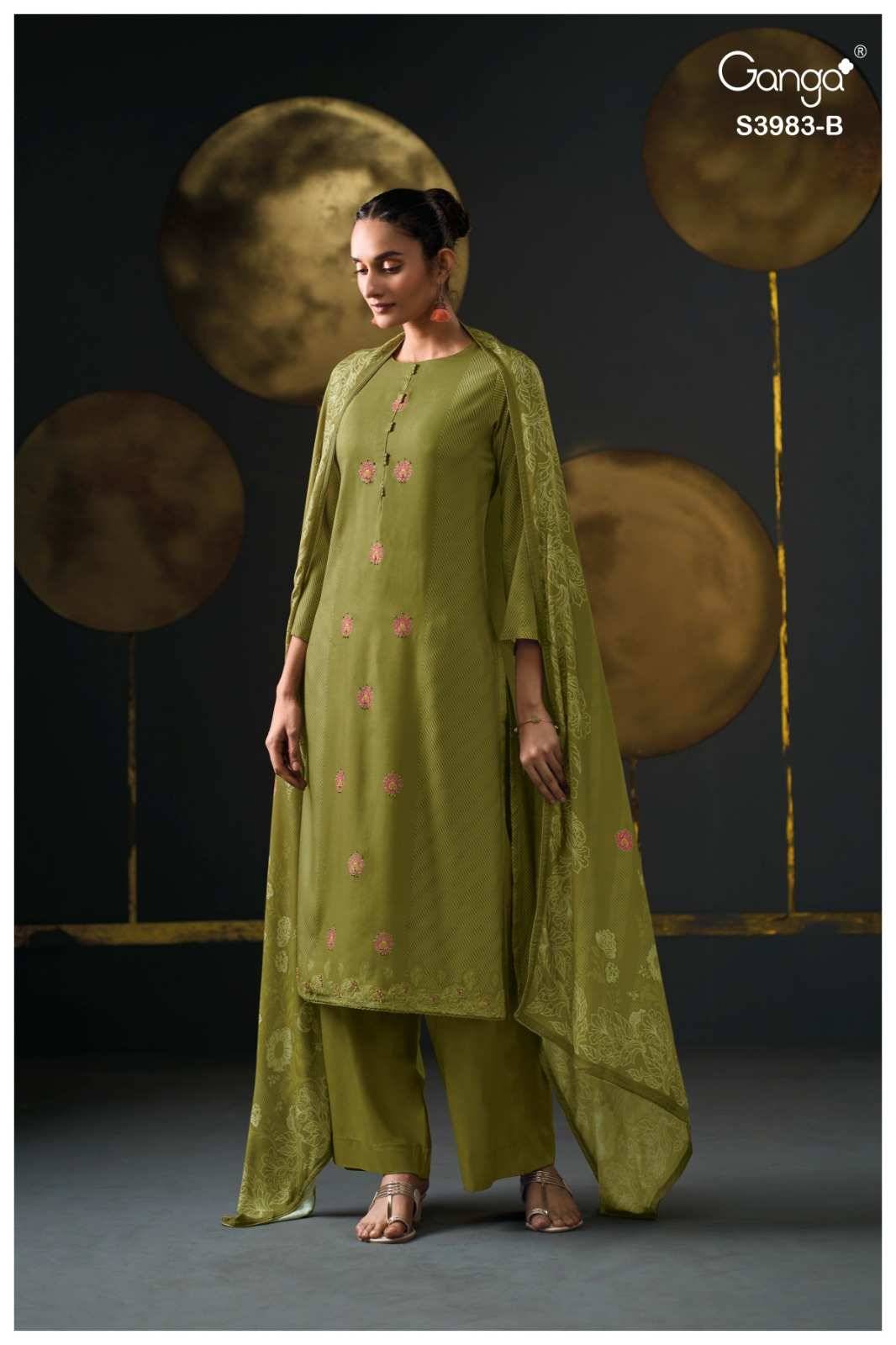 Vritali-3983 By Ganga Fashion 3983-A To 3983-D Series Beautiful Festive Suits Stylish Colorful Fancy Casual Wear & Ethnic Wear Premium Pashmina Print Dresses At Wholesale Price