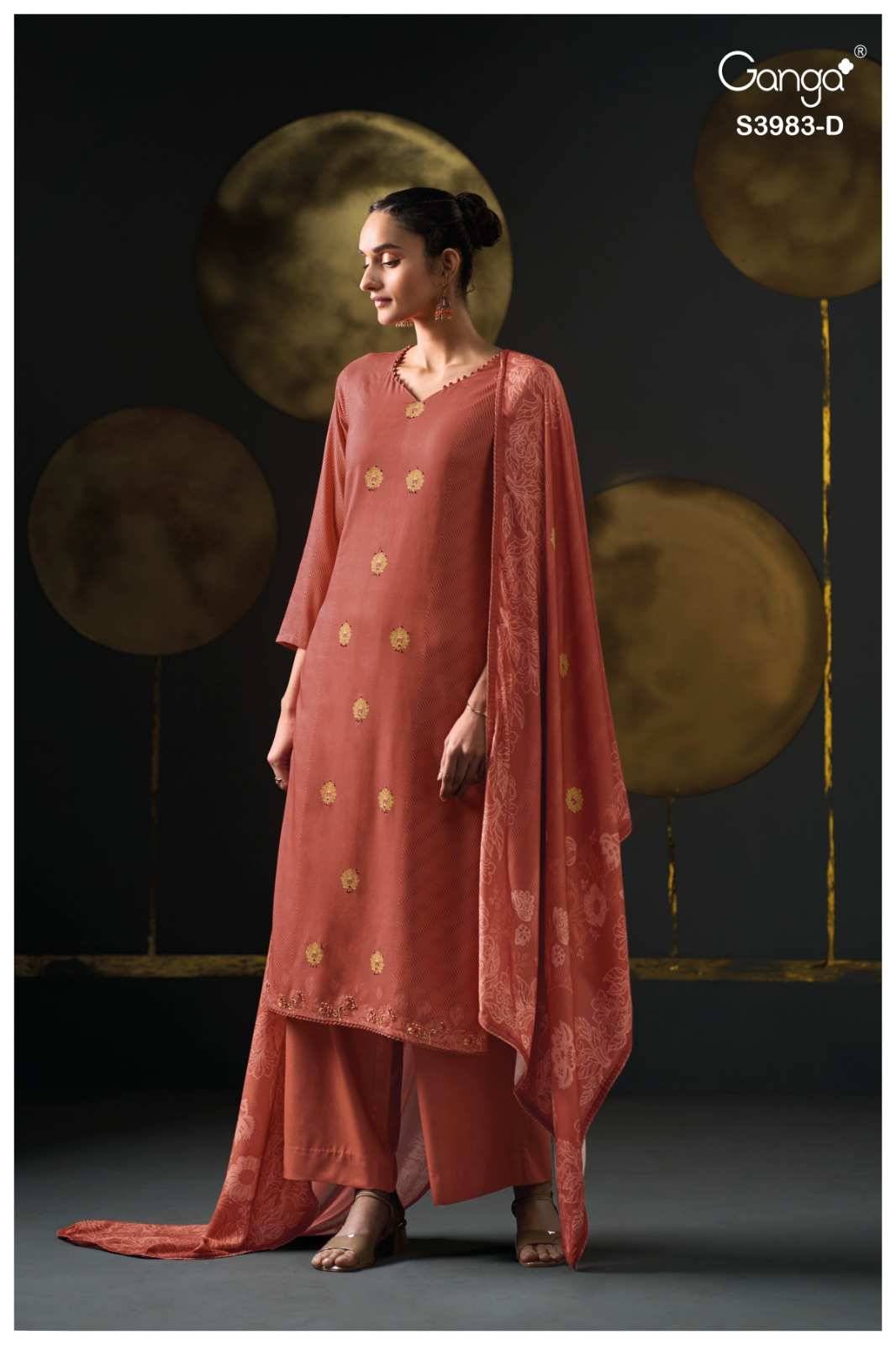 Vritali-3983 By Ganga Fashion 3983-A To 3983-D Series Beautiful Festive Suits Stylish Colorful Fancy Casual Wear & Ethnic Wear Premium Pashmina Print Dresses At Wholesale Price