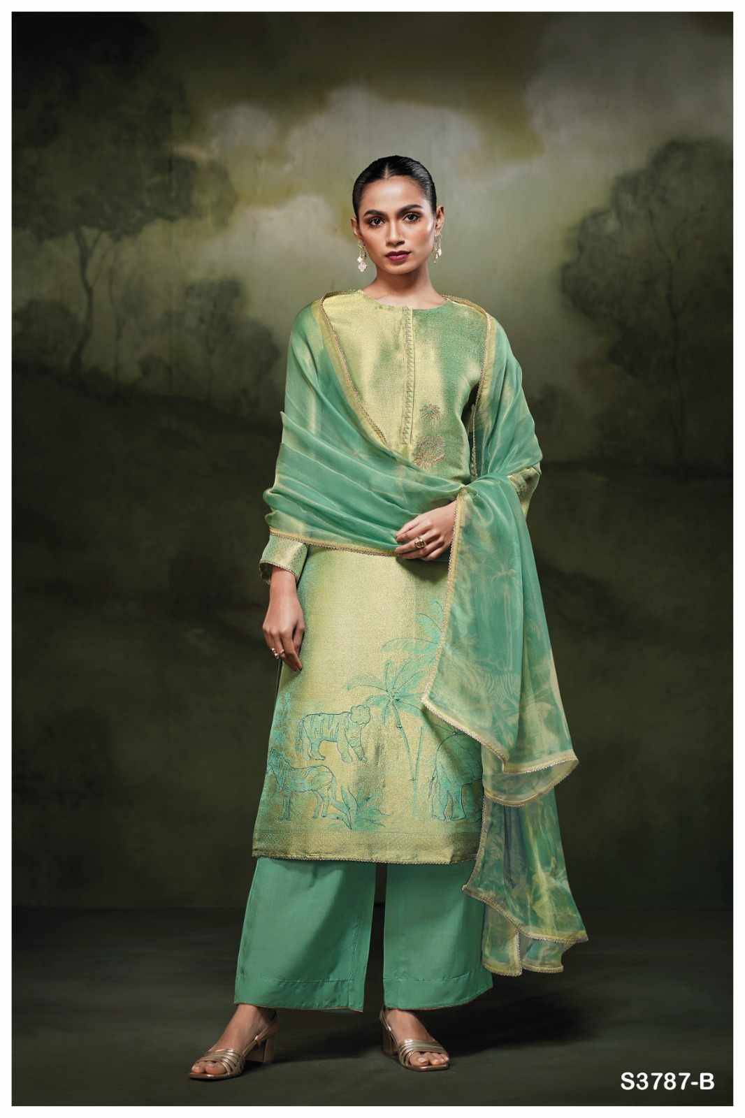 Rizvi-3787 By Ganga Fashion 3787-A To 3787-B Series Beautiful Festive Suits Stylish Colorful Fancy Casual Wear & Ethnic Wear Premium Bemberg Silk Print Dresses At Wholesale Price