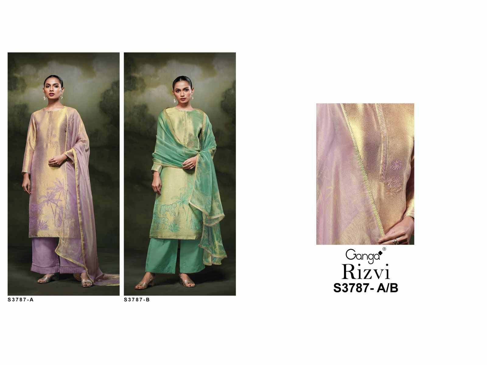 Rizvi-3787 By Ganga Fashion 3787-A To 3787-B Series Beautiful Festive Suits Stylish Colorful Fancy Casual Wear & Ethnic Wear Premium Bemberg Silk Print Dresses At Wholesale Price