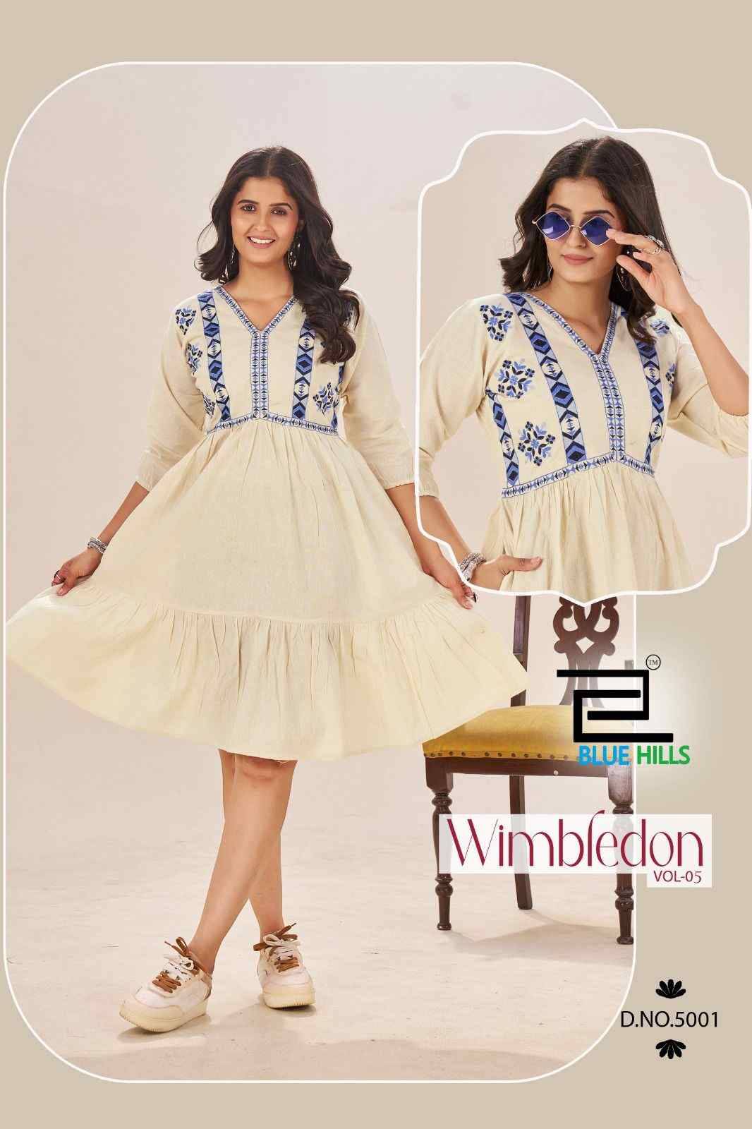 Wimbledon Vol-5 By Blue Hills 5001 To 5004 Series Beautiful Stylish Fancy Colorful Casual Wear & Ethnic Wear Cotton Flex Kurtis At Wholesale Price
