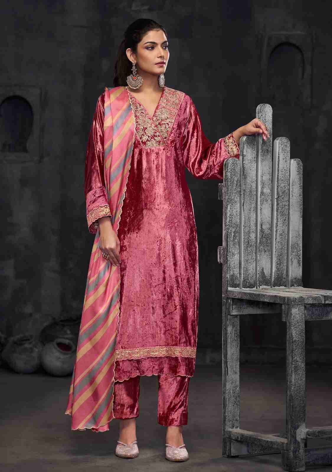 Panas By T And M Designer Studio Beautiful Festive Suits Colorful Stylish Fancy Casual Wear & Ethnic Wear Viscose Velvet Dresses At Wholesale Price