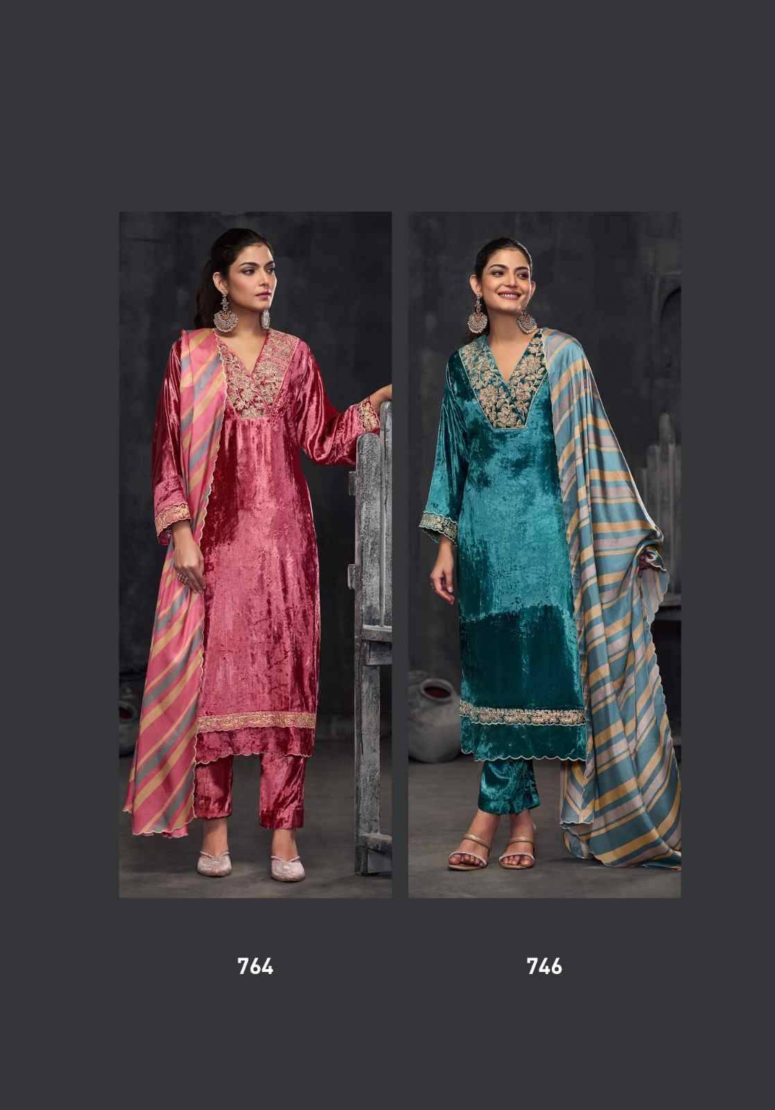 Panas By T And M Designer Studio Beautiful Festive Suits Colorful Stylish Fancy Casual Wear & Ethnic Wear Viscose Velvet Dresses At Wholesale Price