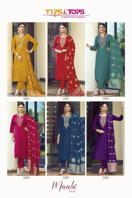 Maahi Vol-2 By Tips And Tops 1001 To 1006 Series Beautiful Festive Suits Colorful Stylish Fancy Casual Wear & Ethnic Wear Heavy Roman Silk Dresses At Wholesale Price