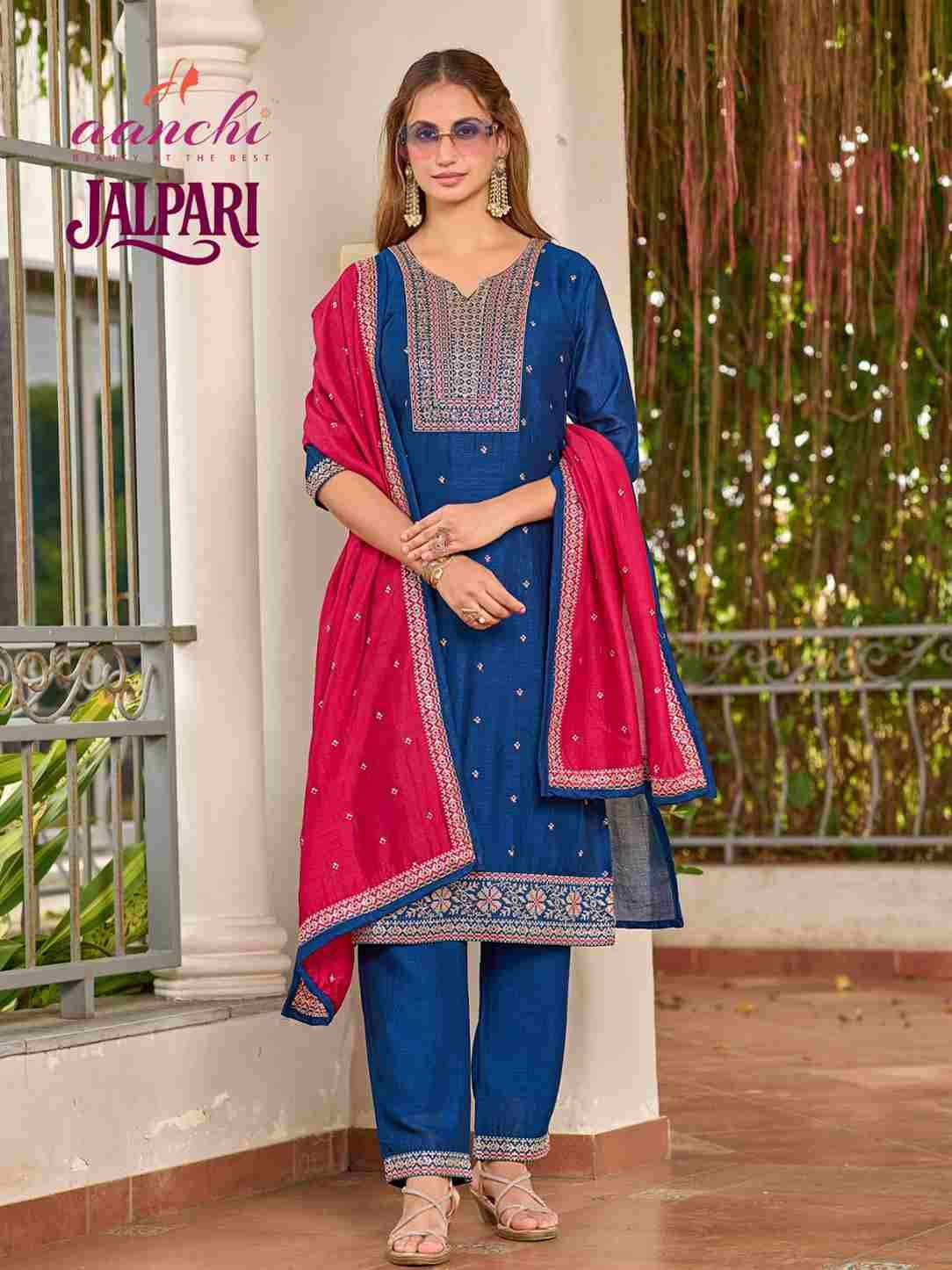 Jalpari By Aanchi 01 To 04 Series Beautiful Festive Suits Colorful Stylish Fancy Casual Wear & Ethnic Wear Vichitra Silk Dresses At Wholesale Price