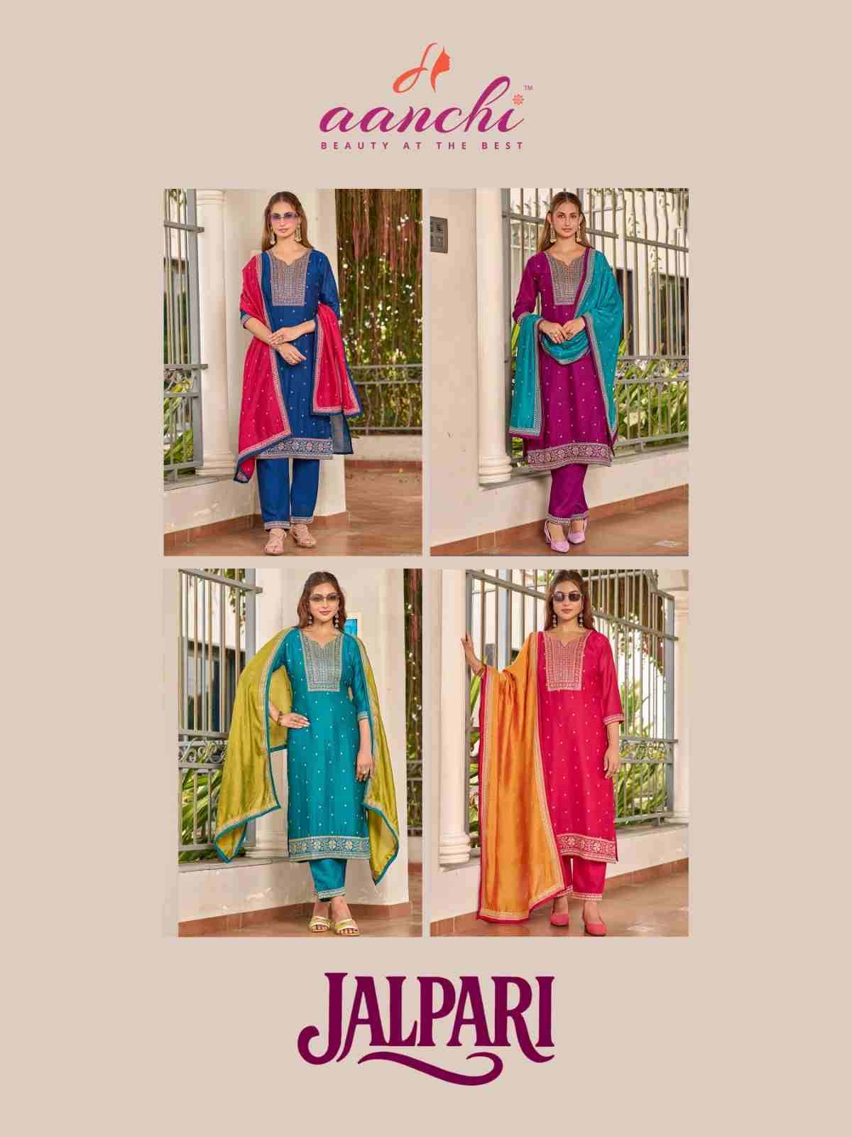Jalpari By Aanchi 01 To 04 Series Beautiful Festive Suits Colorful Stylish Fancy Casual Wear & Ethnic Wear Vichitra Silk Dresses At Wholesale Price